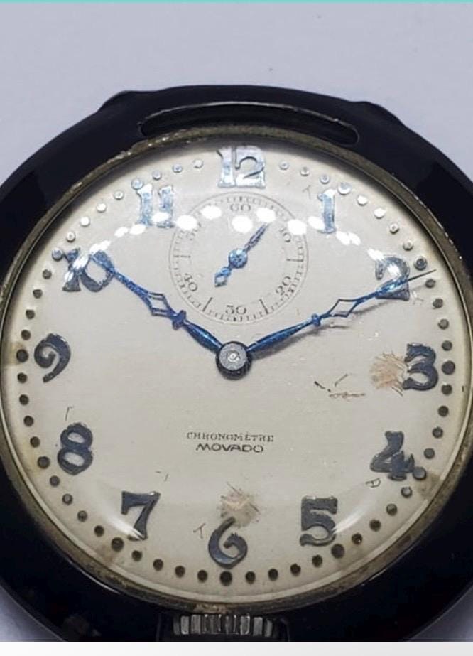 1930s stunning Movado chronometer with nicely enameled case detail 2
