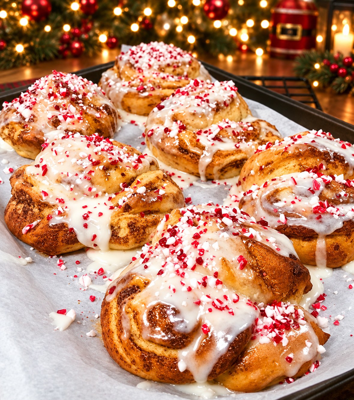 Candy Cane Crush cinnamon buns