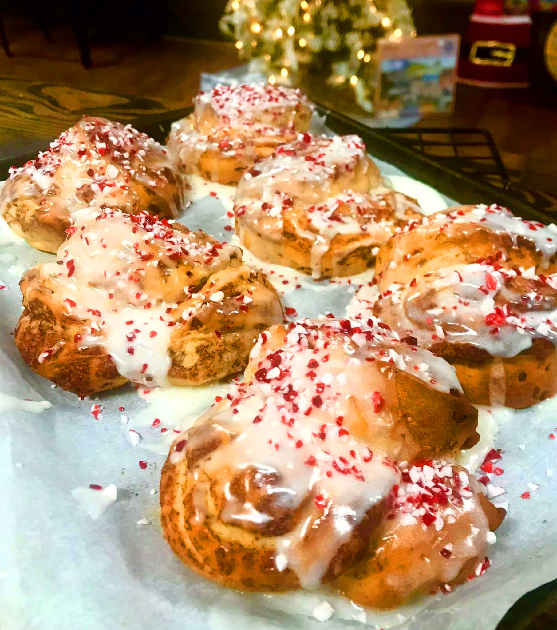 Candy Cane Crush Cinnamon Roll