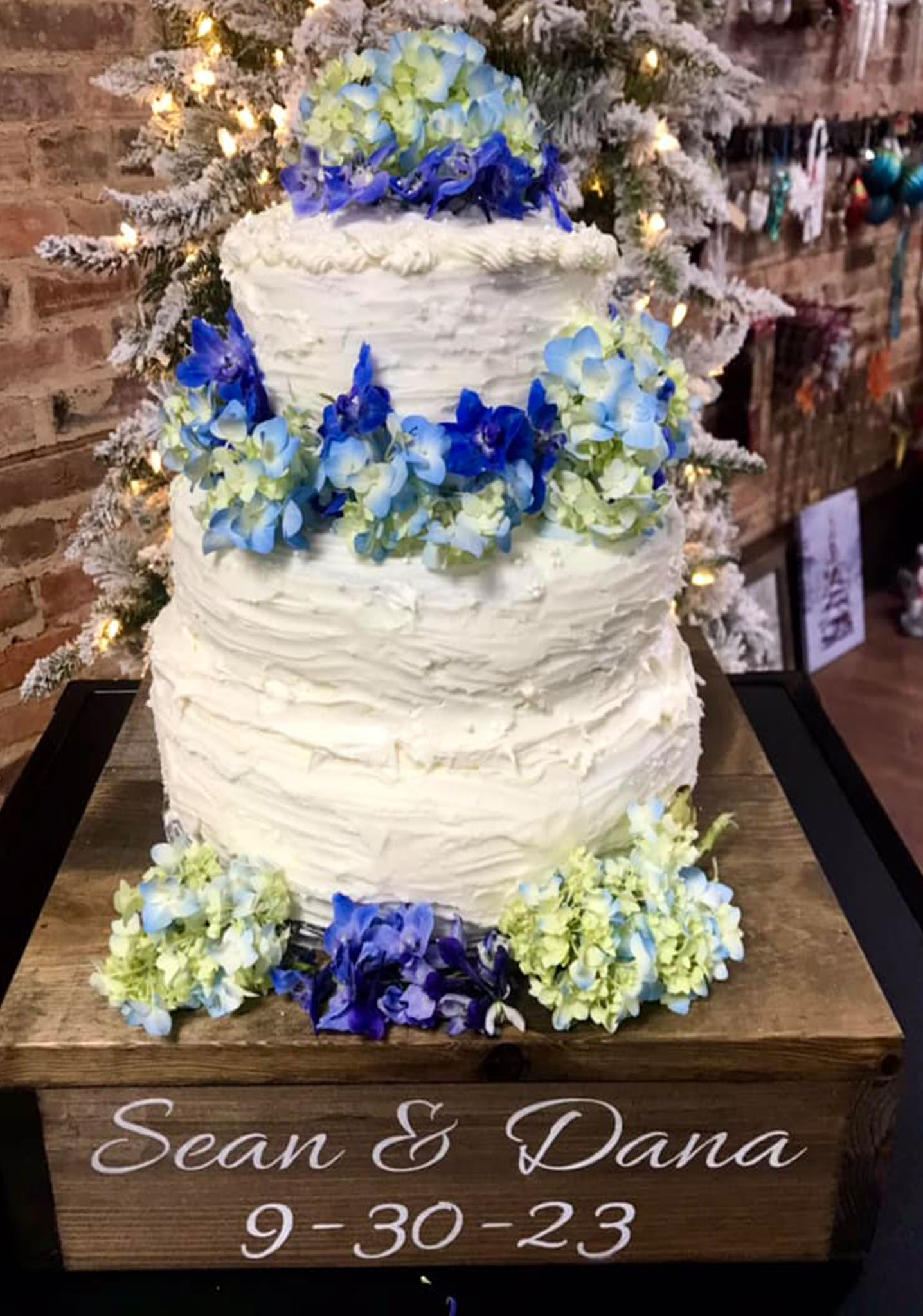 Three-tier wedding cake