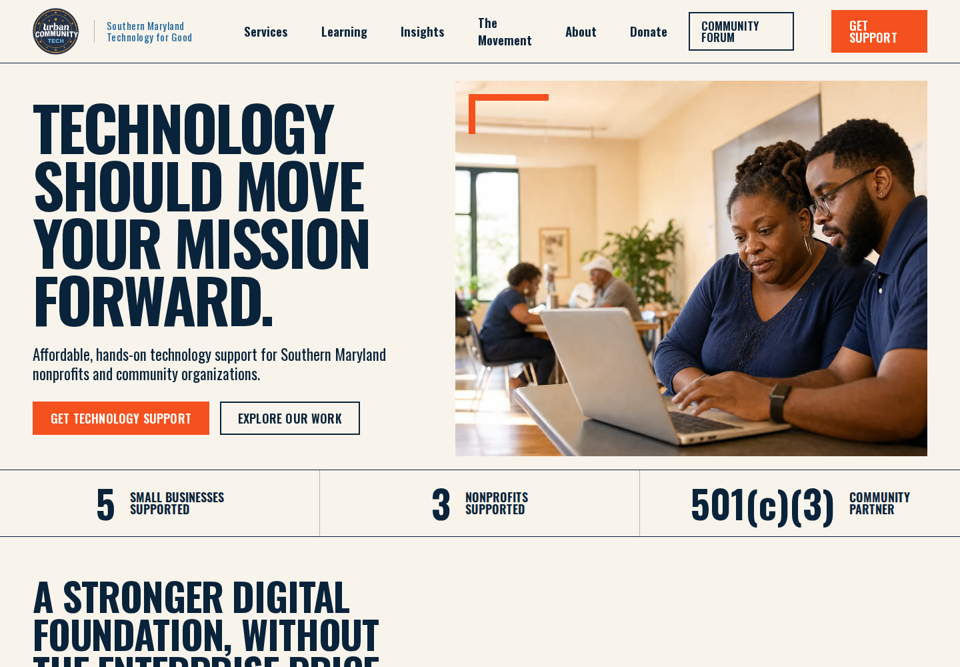 Urban Community Tech website homepage