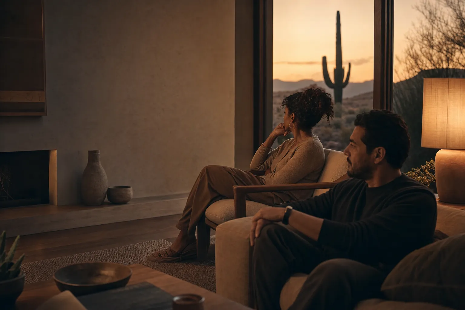 Two people having a calm conversation together