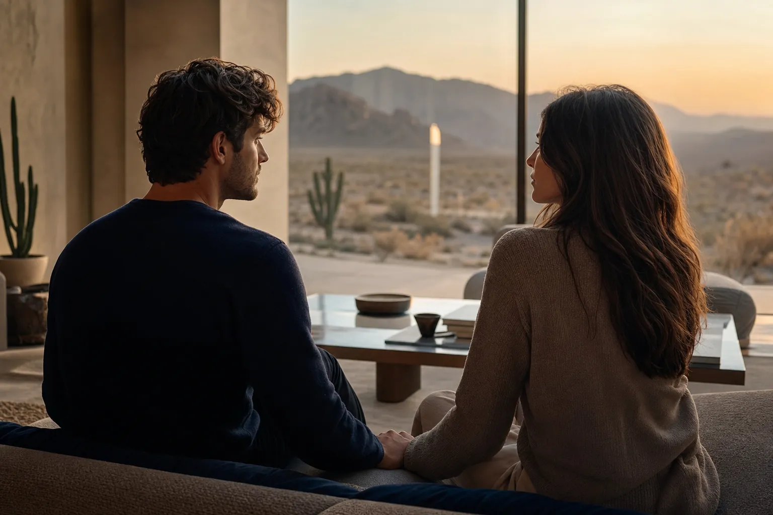 A couple sitting together in a calm, private setting