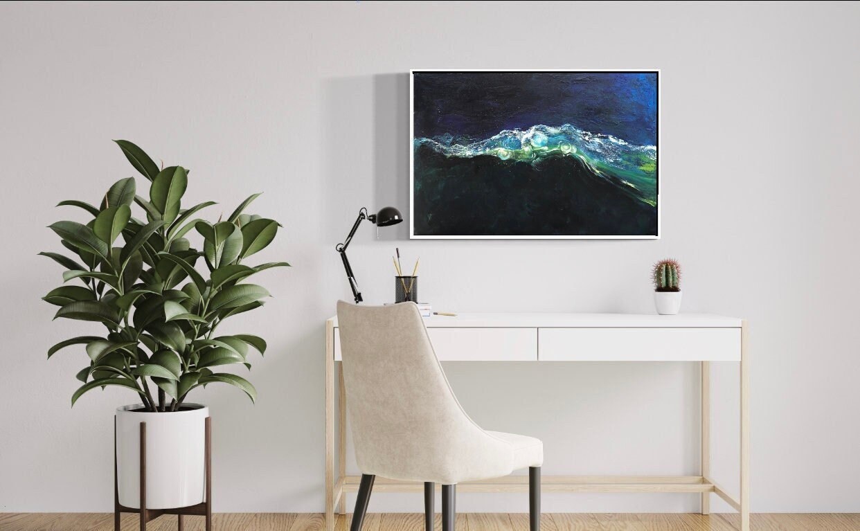 Blue Textured Painting, Hand Painted Art