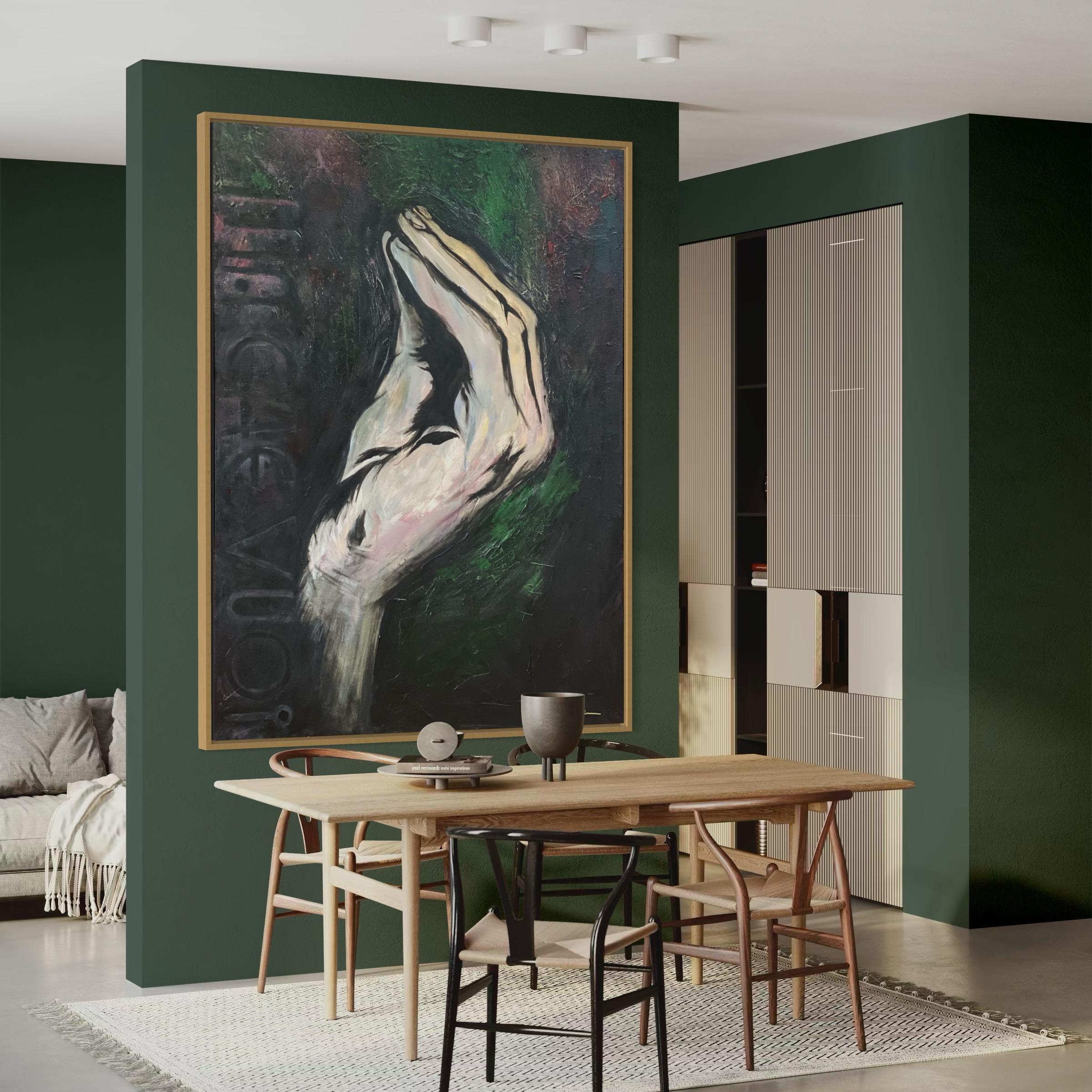 Custom Abstract Hand Painting, Ma Che Vois Textured Italian Gesture Art