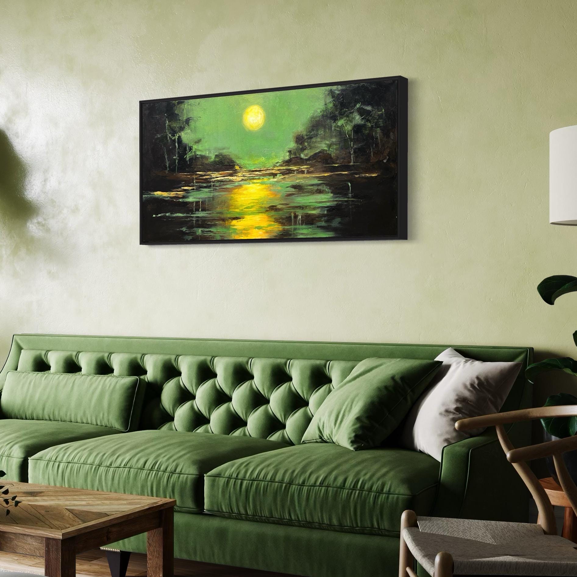 Custom Abstract Painting: Green and Black Oil or Acrylic Landscape Commission