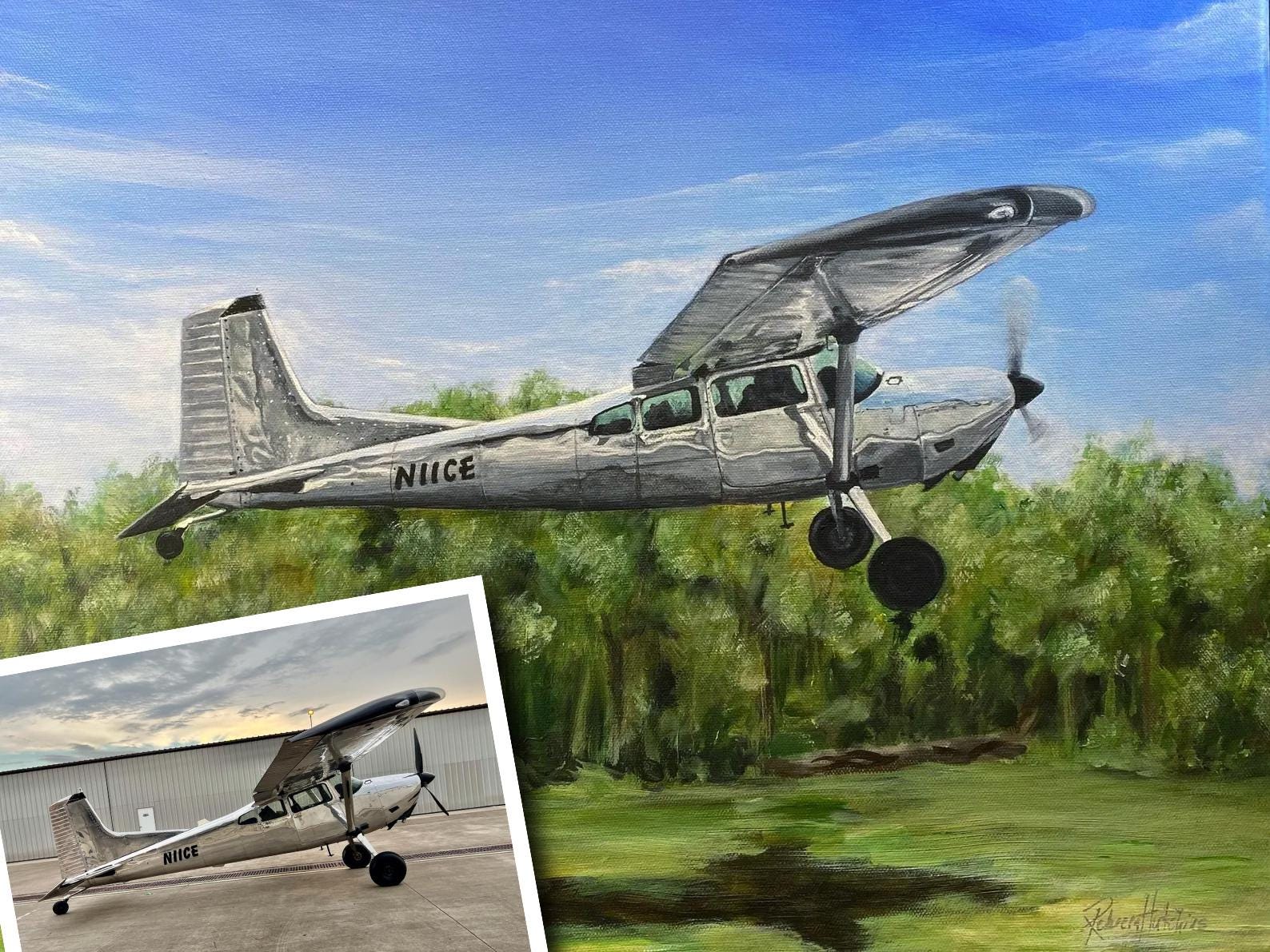 Custom Airplane Painting from Photo: Acrylic or Oil War Plane Art, Cessna Aircraft Painting