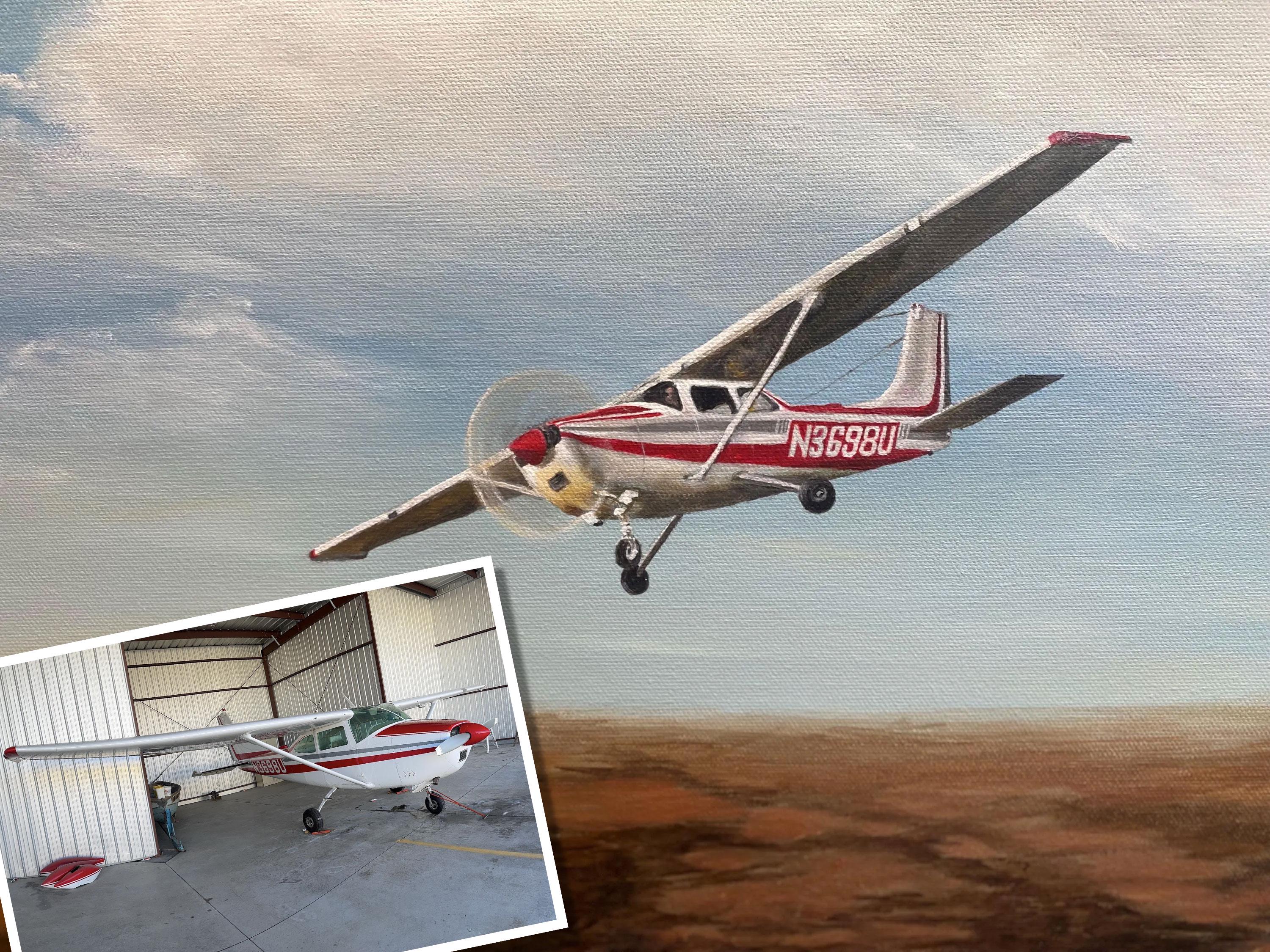 Custom Airplane Painting from Photo: Cessna 182 Painting, Hand-Painted Aircraft Portrait