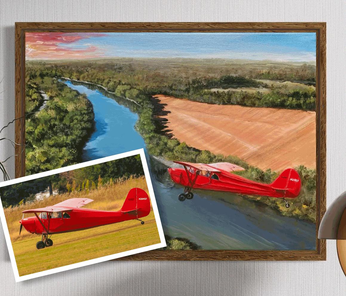 Custom Airplane Painting from Photo: Hand-Painted Aircraft Portrait