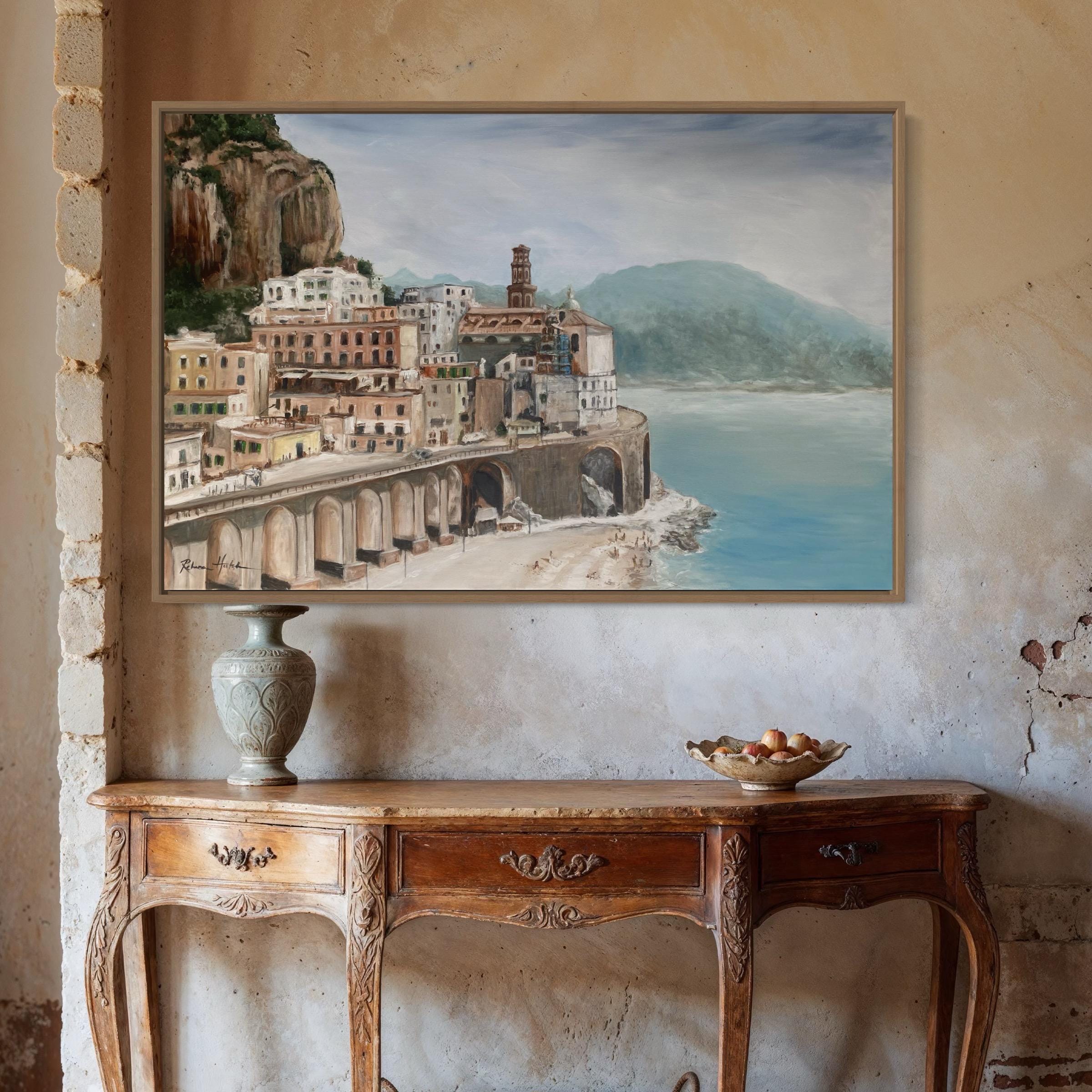 Custom Amalfi Coast Painting, Italian Seascape Art, Travel Souvenir, Atrani, Italy