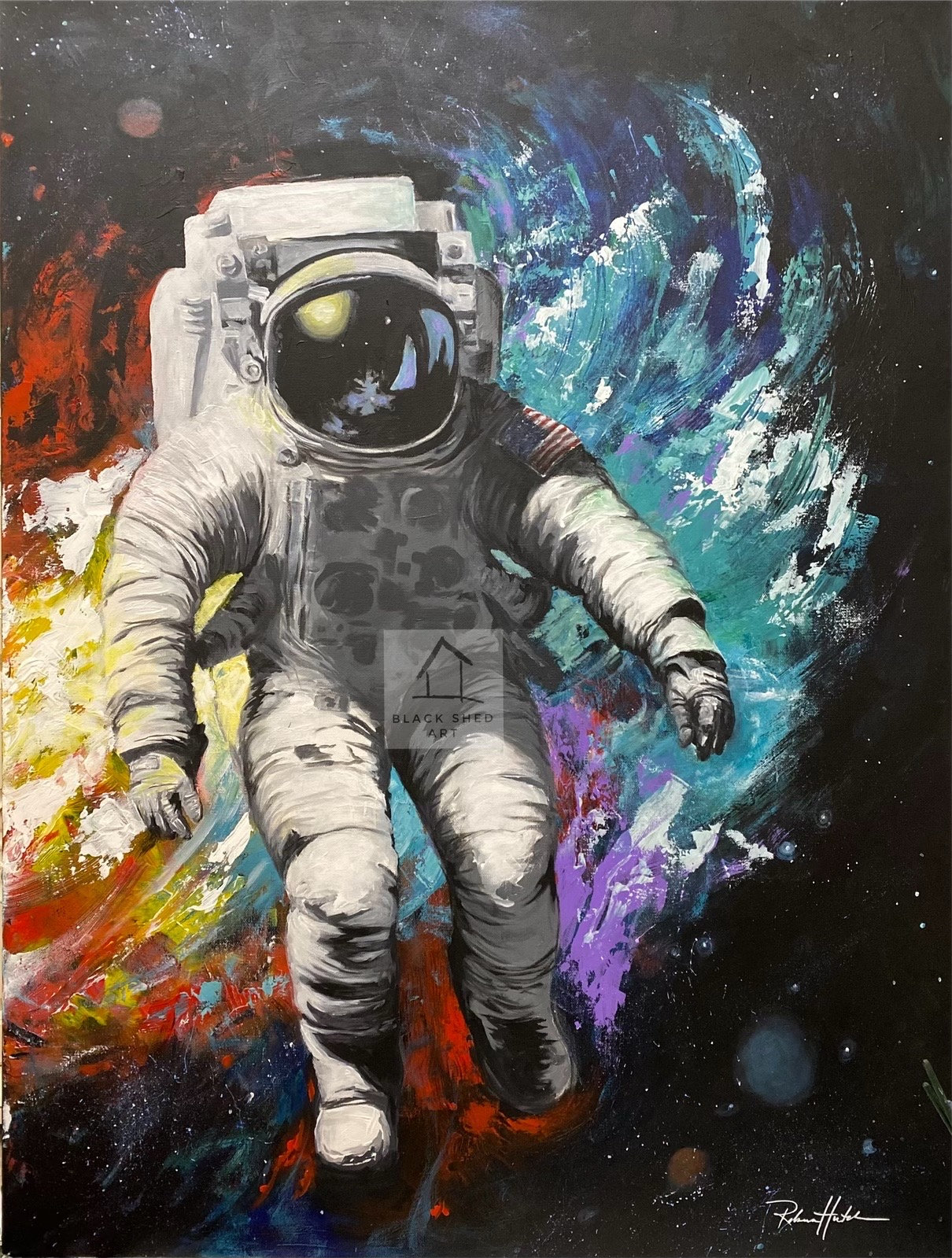 Custom Astronaut Painting, Urban Graffiti Pop Art, USA Made