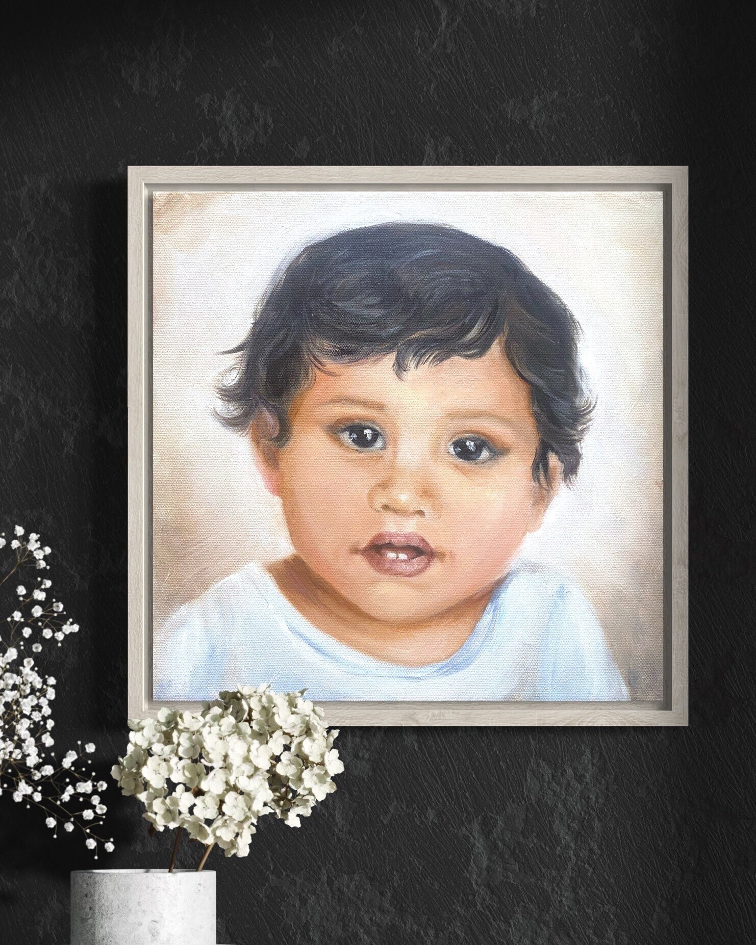 Custom Baby Portrait Painting from Photo, Hand-Painted Acrylic or Oil on Canvas