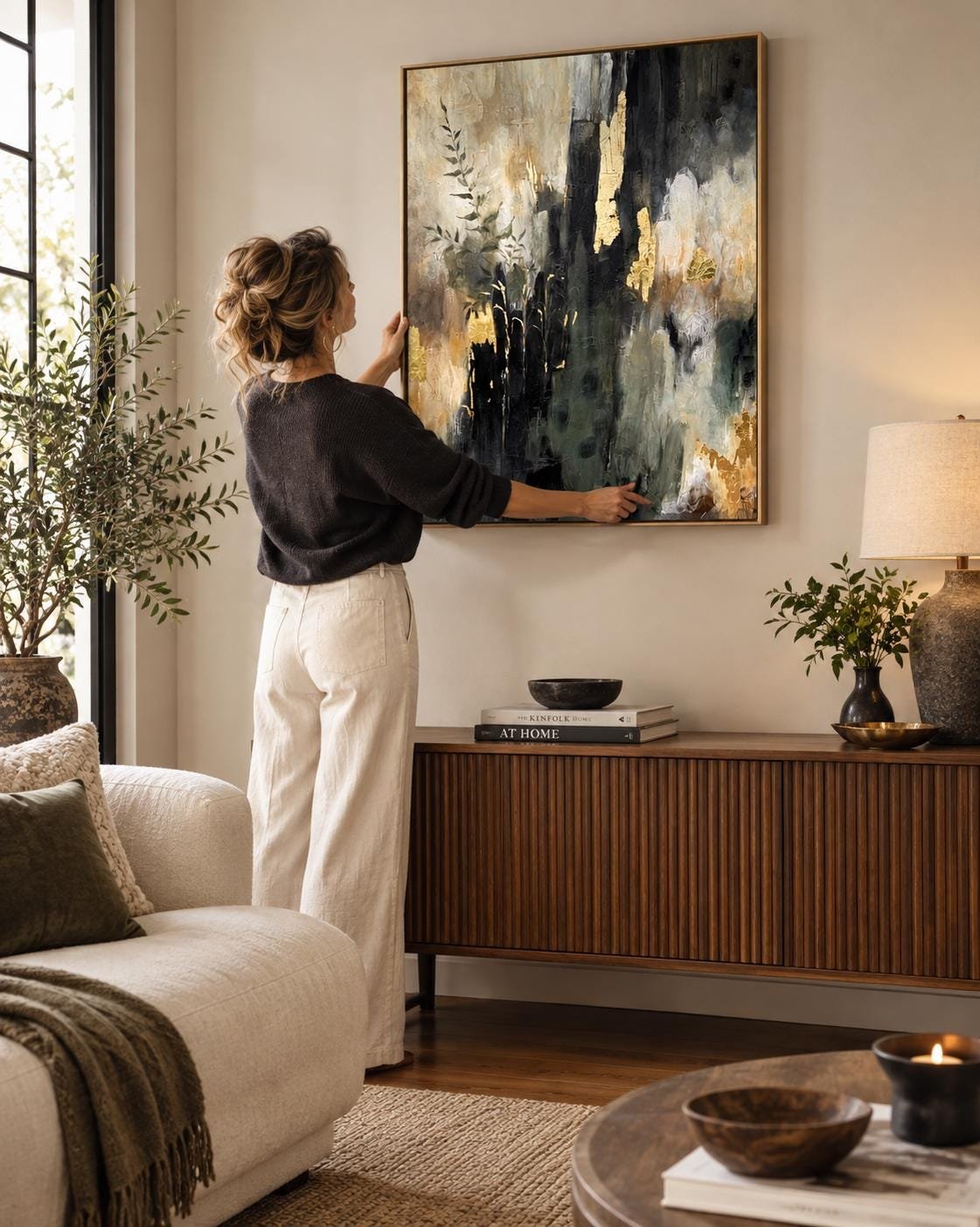 Custom Black and Gold Leaf Abstract Acrylic or Oil Painting Commission