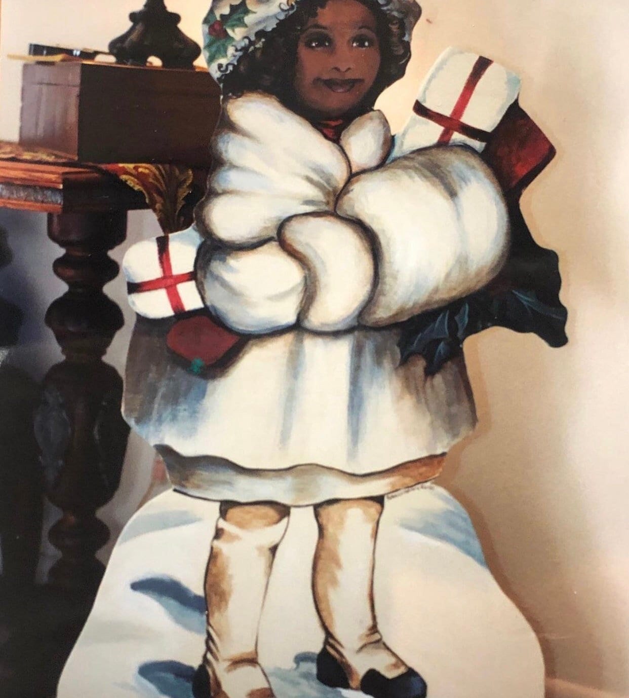 Custom Child Portrait Christmas Wood Cutout, Vintage Style, Hand-Painted Gift
