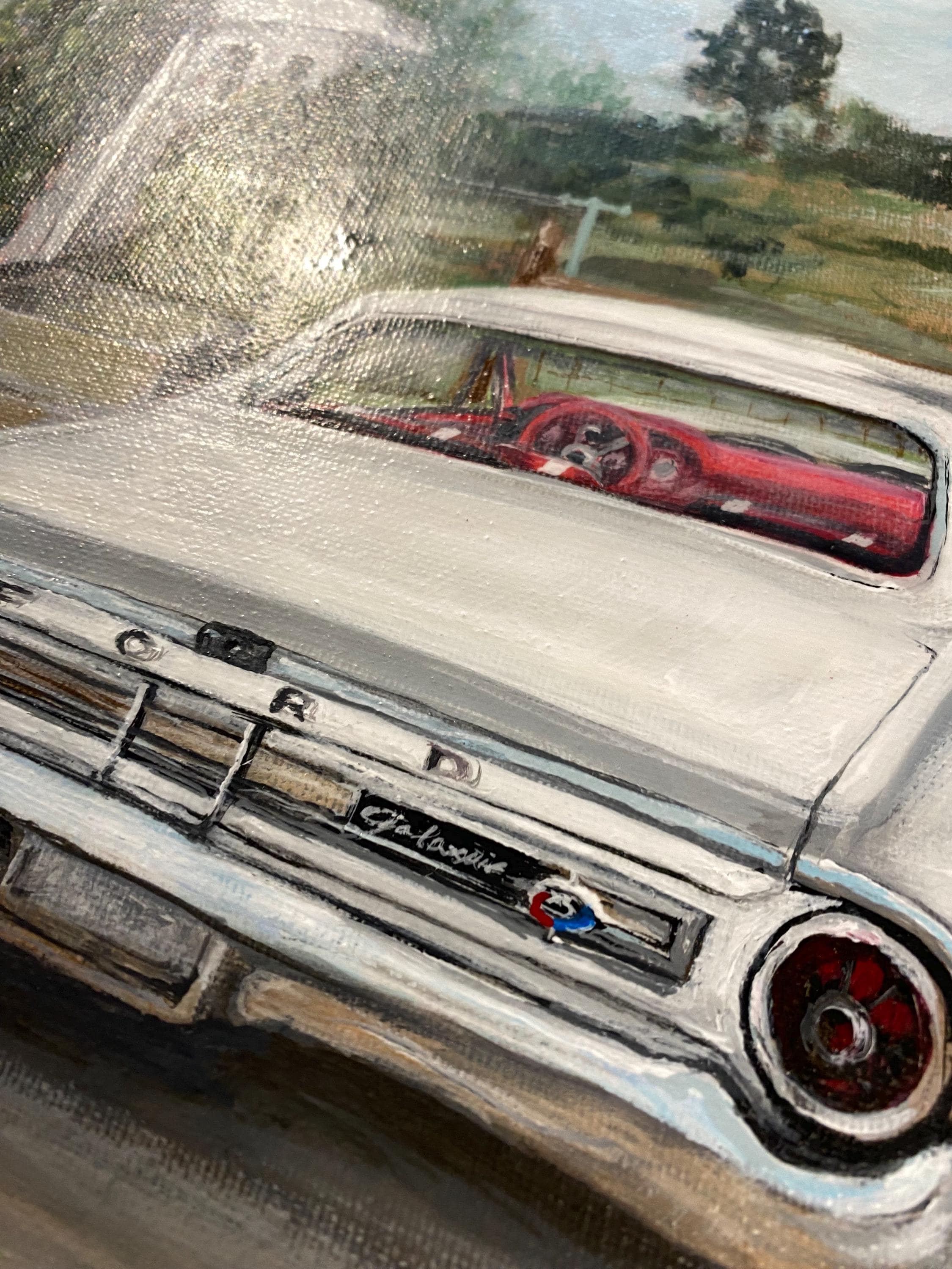 Custom Classic Car Portrait Painting, Acrylic or Oil on Canvas, Ford Galaxie