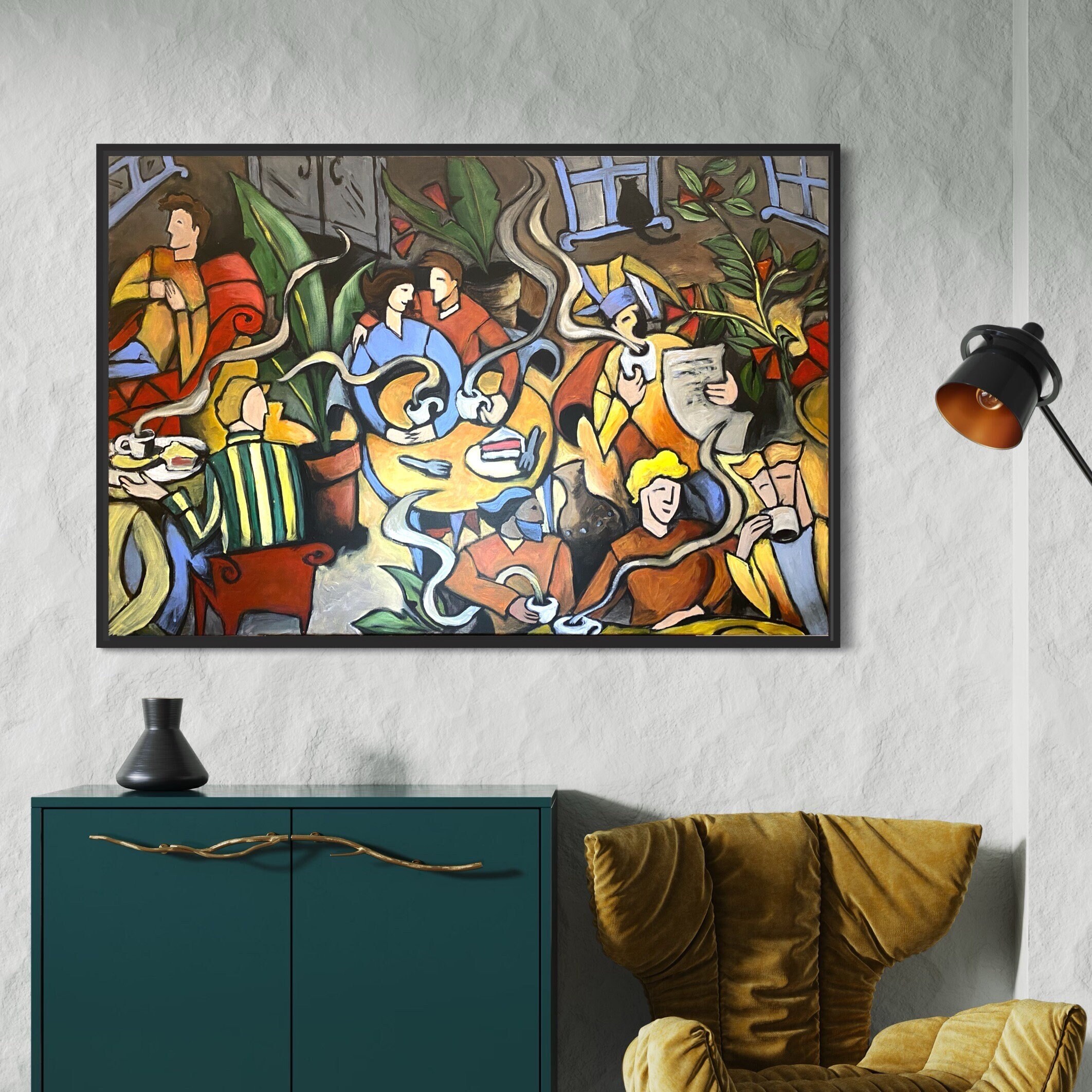 Custom Coffee Shop Painting, Picasso Cubist Style Art