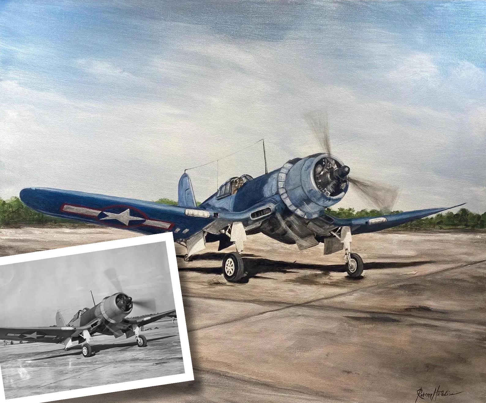 Custom Corsair Airplane Painting, War Plane Art, Pilot Gift