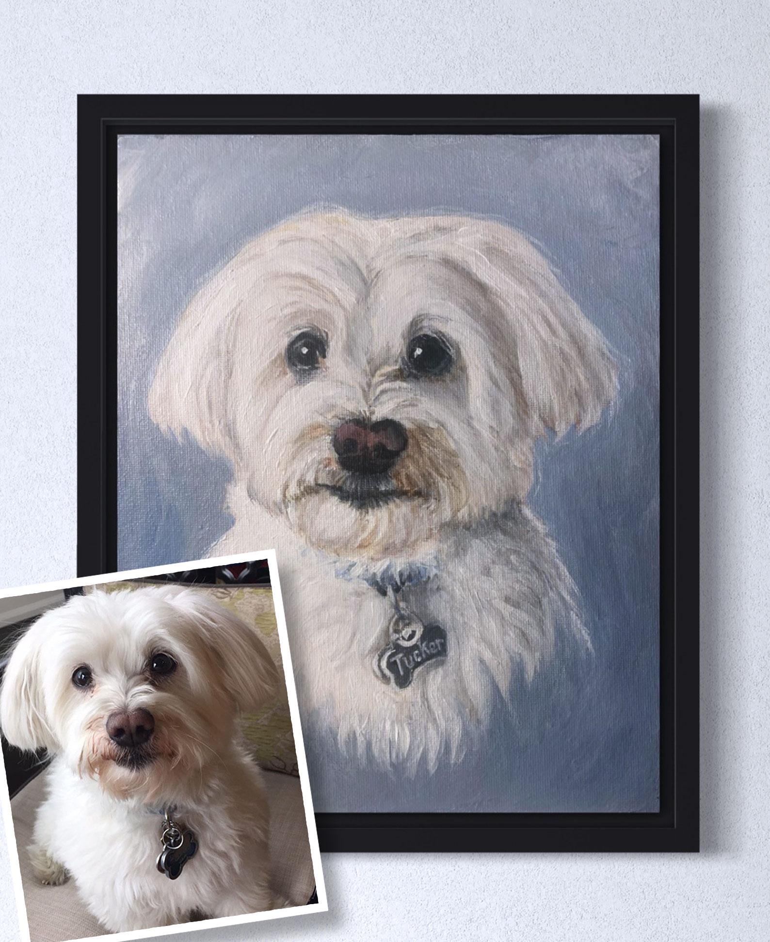 Custom Dog Painting, Maltese Pet Portrait, Pet Memorial Art