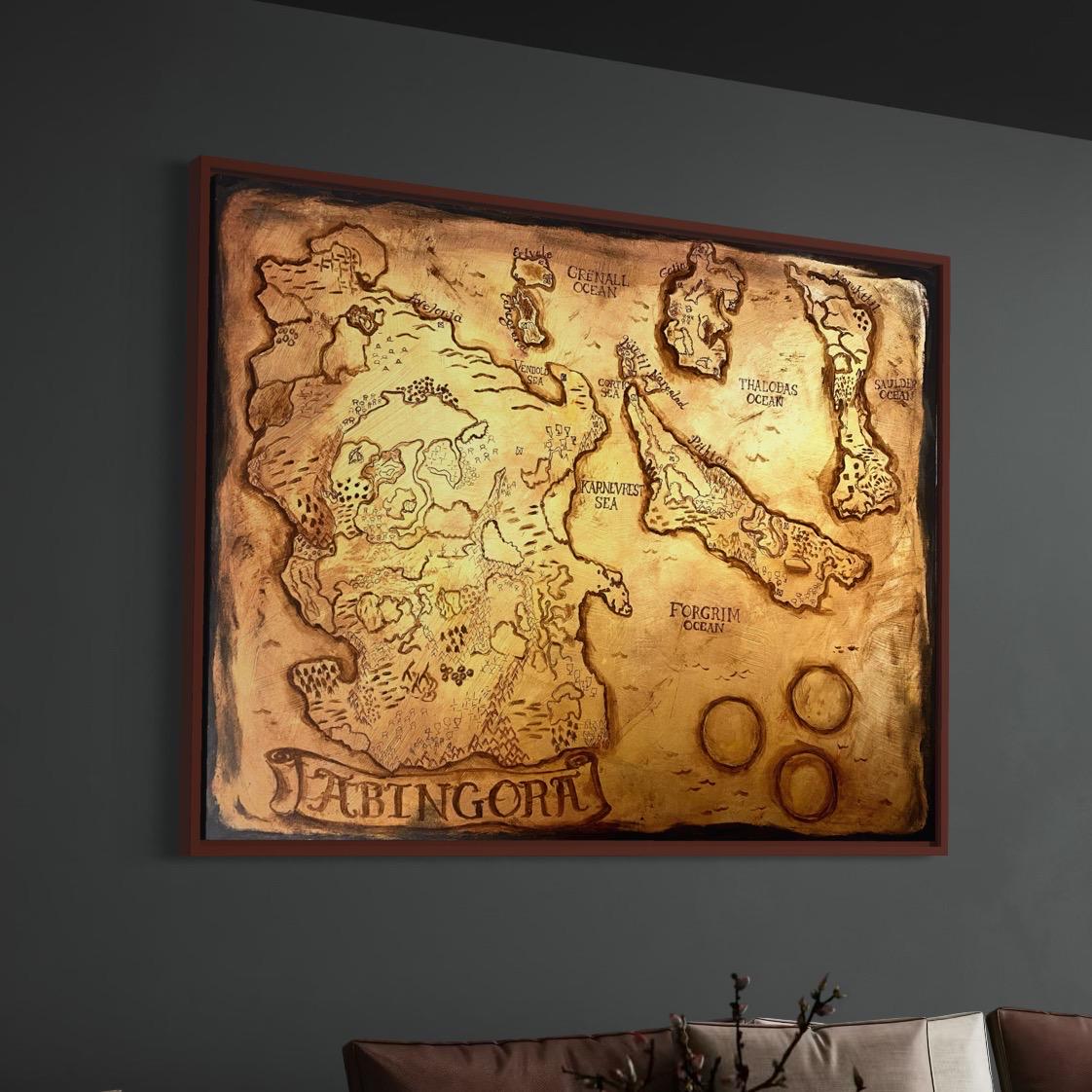 Custom Dungeons and Dragons World Map, Hand-Painted Nautical Chart