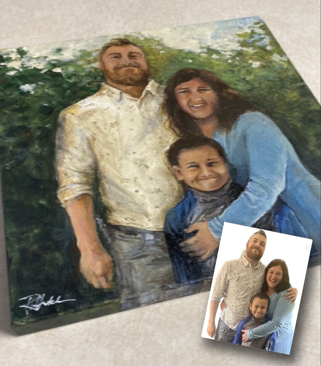 Custom Family Portrait Painting: Hand-Painted Acrylic Art