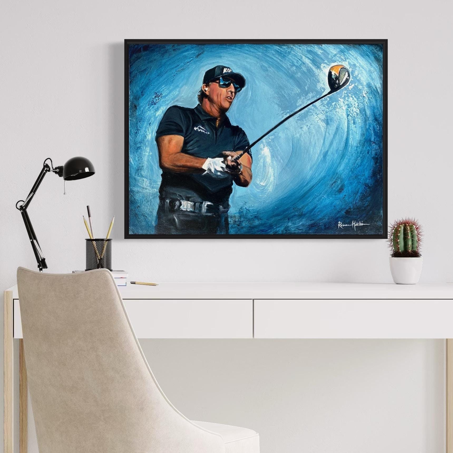 Custom Golf Portrait: Phil Mickelson Acrylic or Oil Painting on Canvas