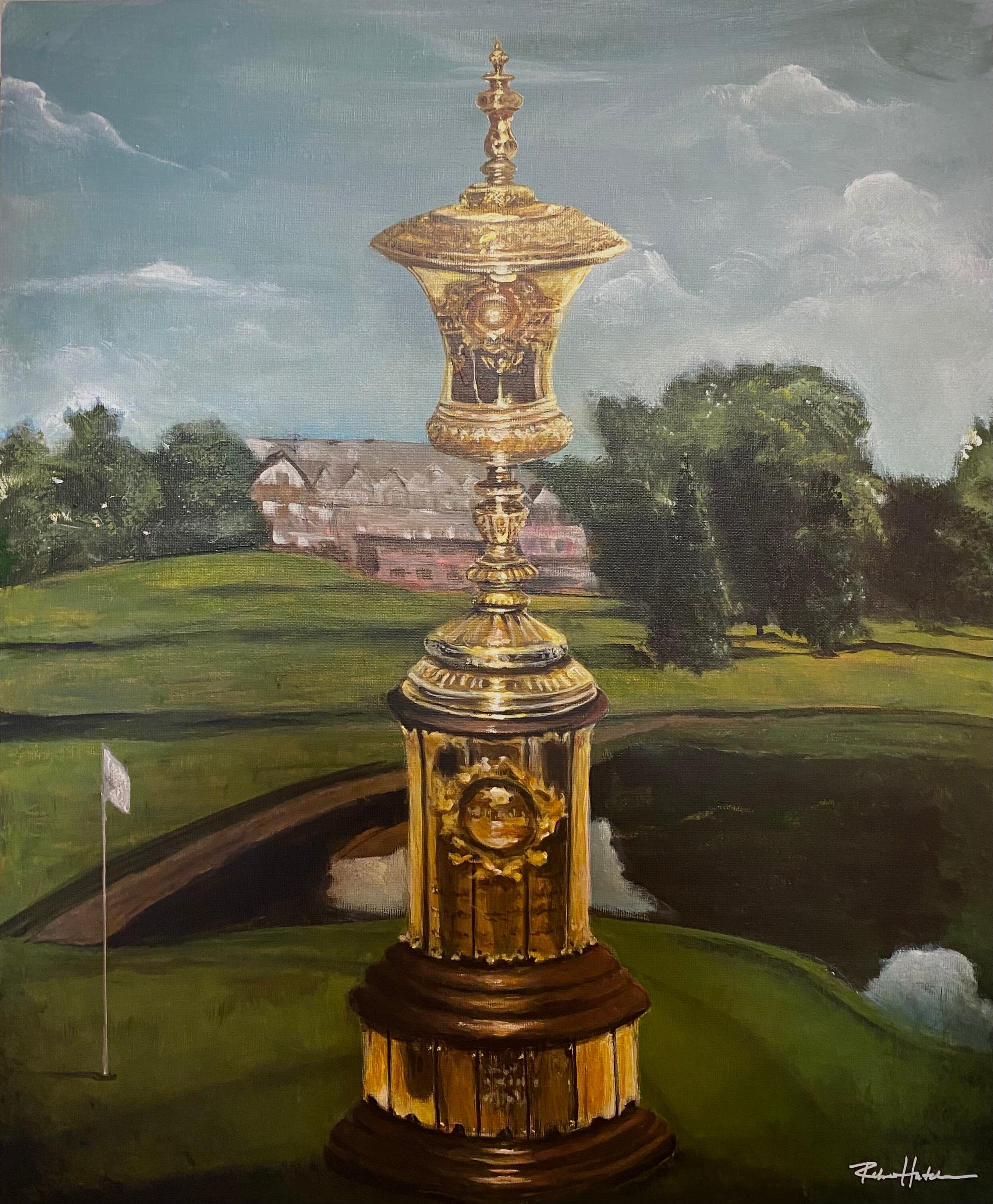 Custom Golf Trophy Painting, Sport Artwork, Acrylic or Oil