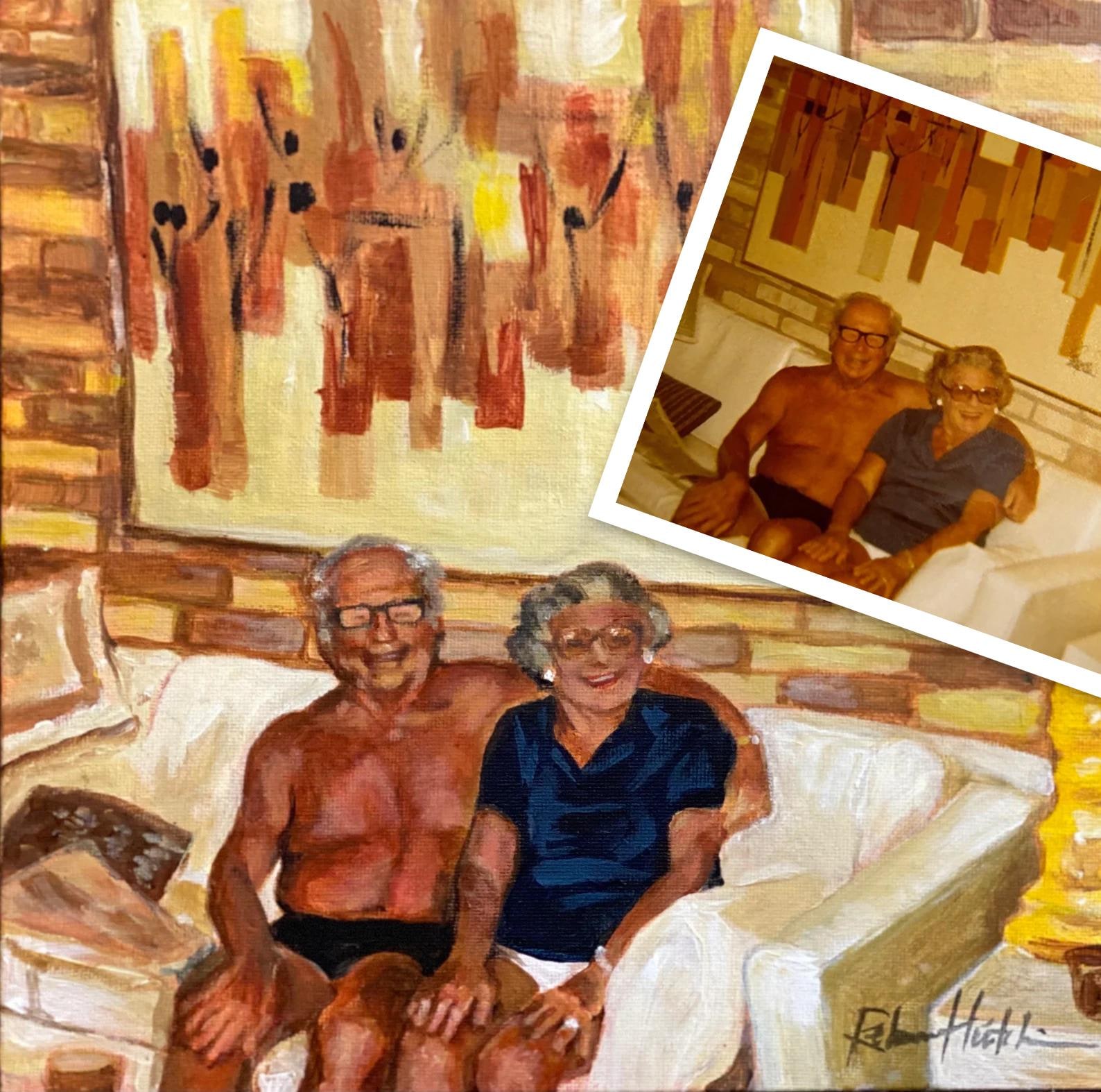 Custom Grandparent Portrait Painting: Commissioned Acrylic or Oil Art, Sympathy Gift (10x10”)