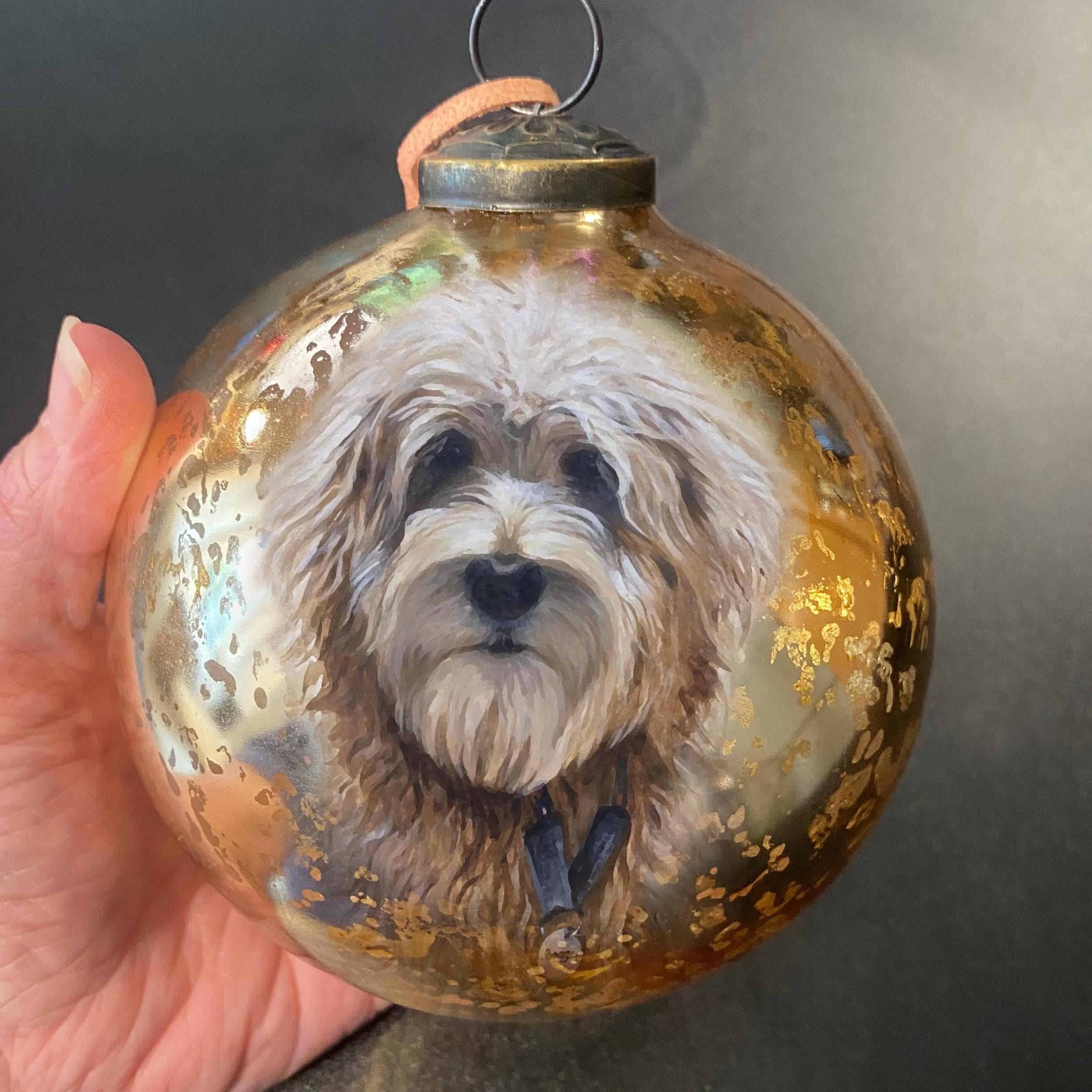 CUSTOM Hand-Painted Pet Christmas Ornament Vintage and Vintage Look Mercury Glass