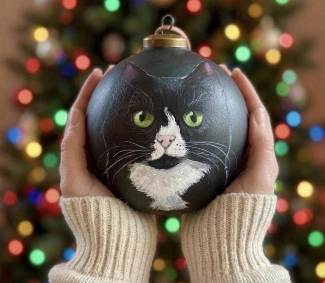 Custom Hand-Painted Pet Christmas Ornament Vintage and Vintage Look Mercury Glass
