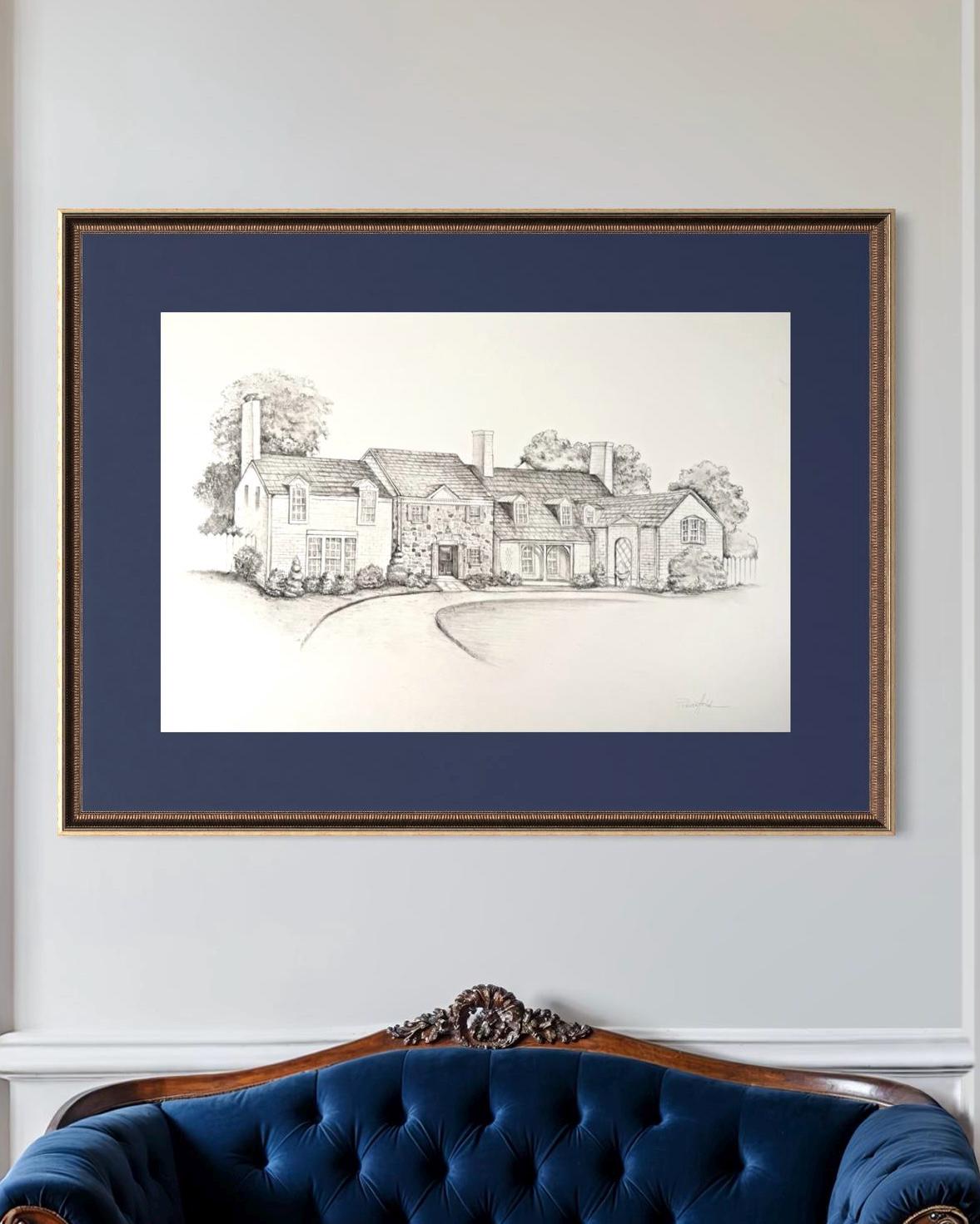Custom Home Portrait, Original Pencil Drawing of Your Home