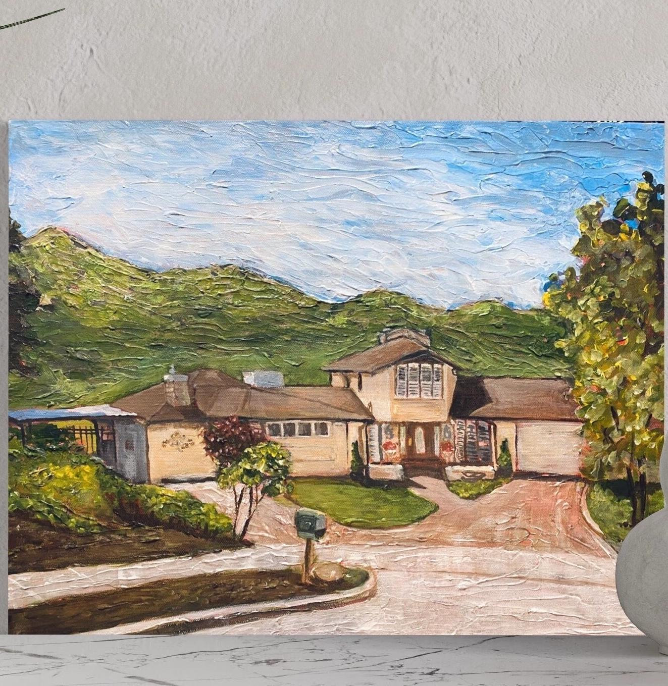 Custom House Painting from Photo, Commissioned Acrylic Home Portrait