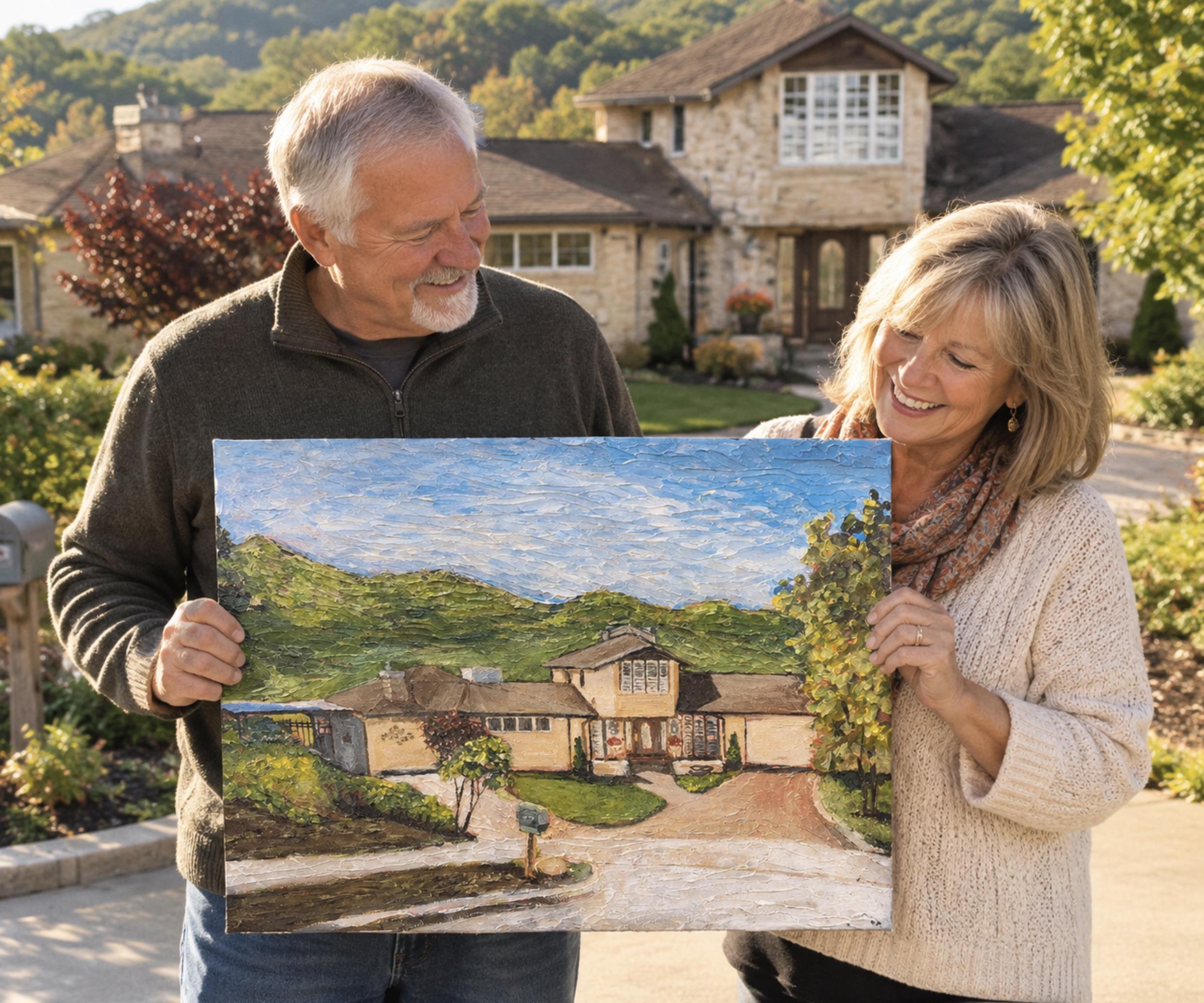 Custom House Painting from Photo, Commissioned Acrylic Home Portrait