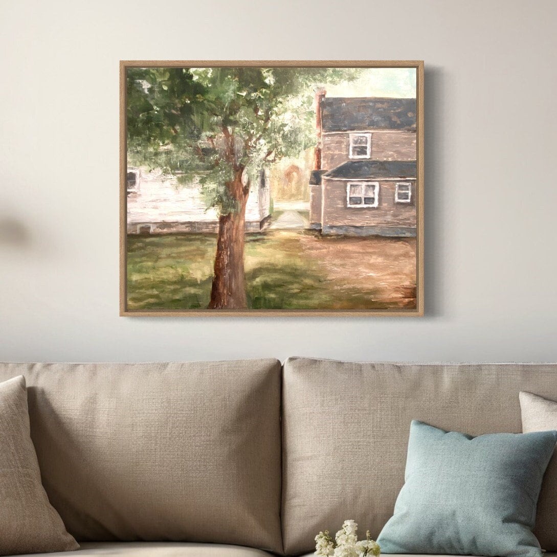 Custom House Portrait Painting: Hand-Painted Home Canvas Art