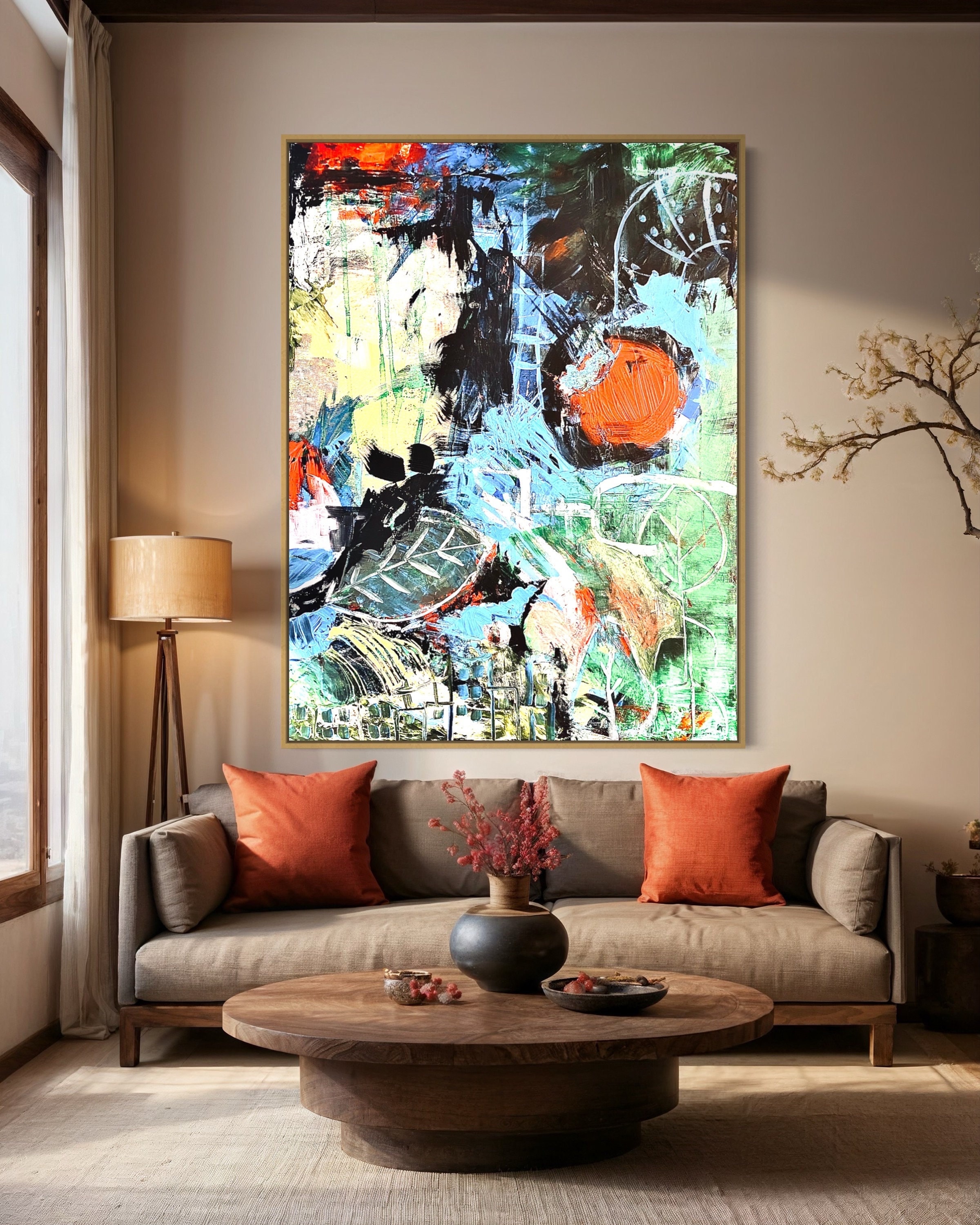 Custom Large Abstract Art Painting, Colorful Acrylic or Oil Canvas