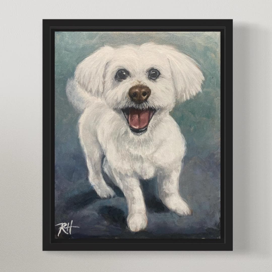 Custom Maltese Dog Portrait, Pet Memorial Painting, Acrylic on Canvas
