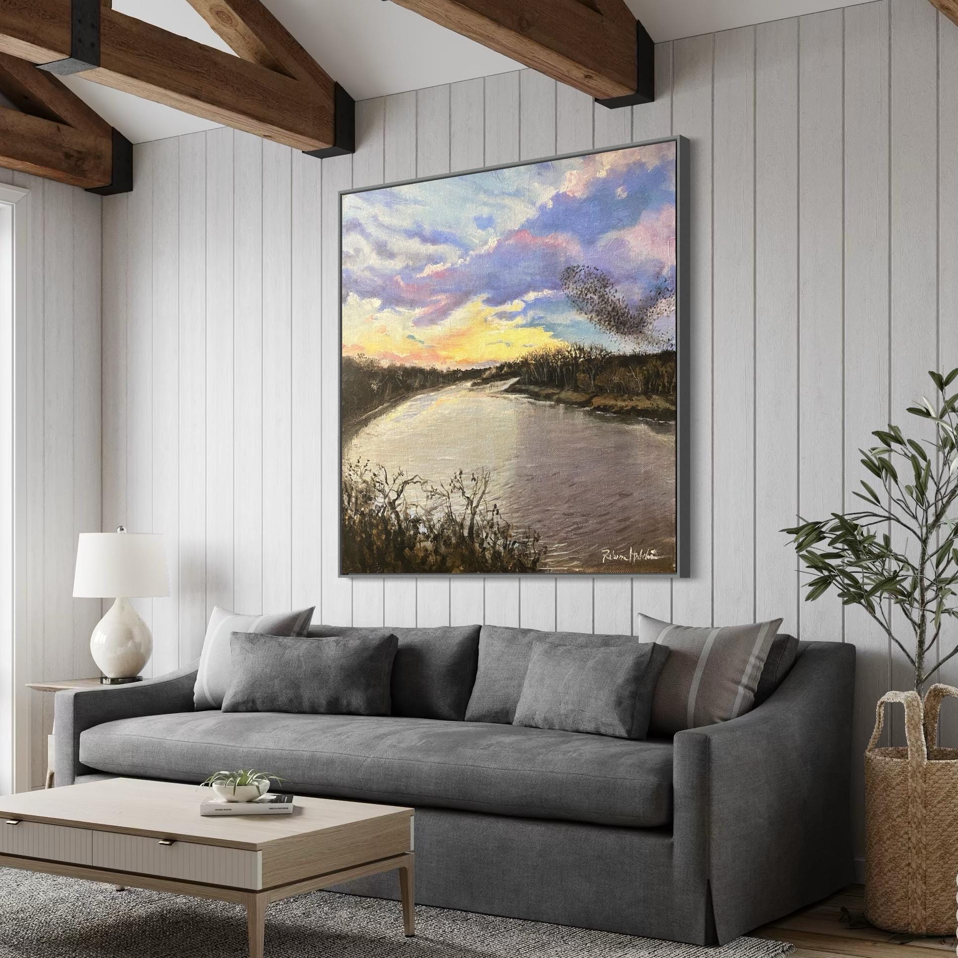 Custom Maumee River Acrylic Landscape Painting: Commissioned Nature Art