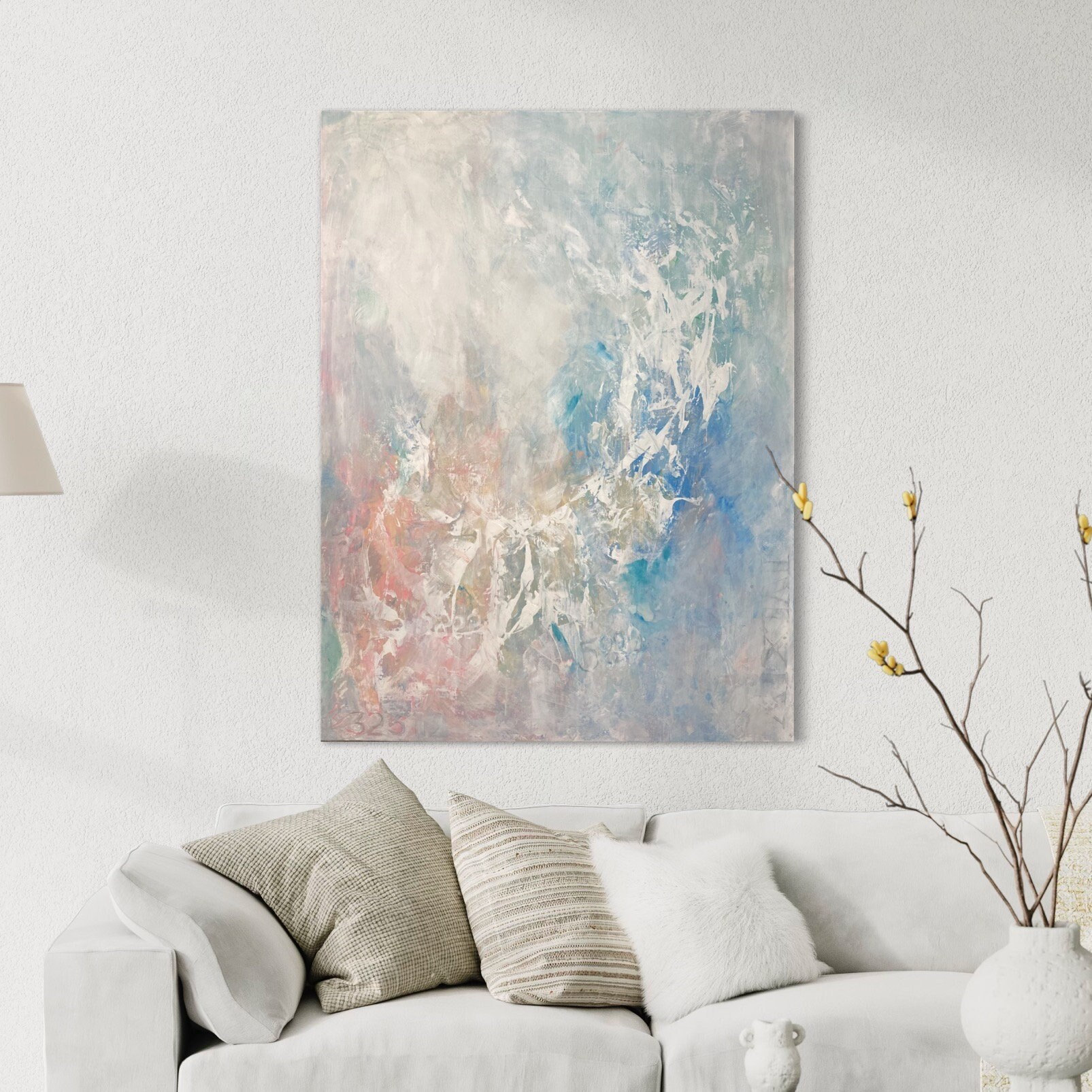 Custom Pastel Abstract Painting: Soft Muted Colors, Original Art
