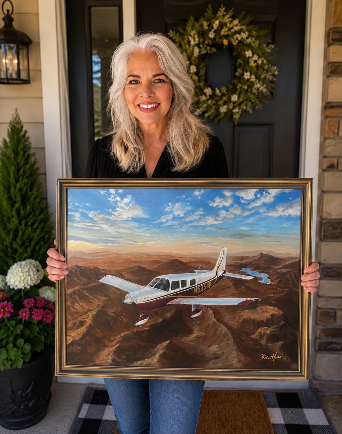 Custom Piper Airplane Painting, Piper 6XT, Pilot Gift