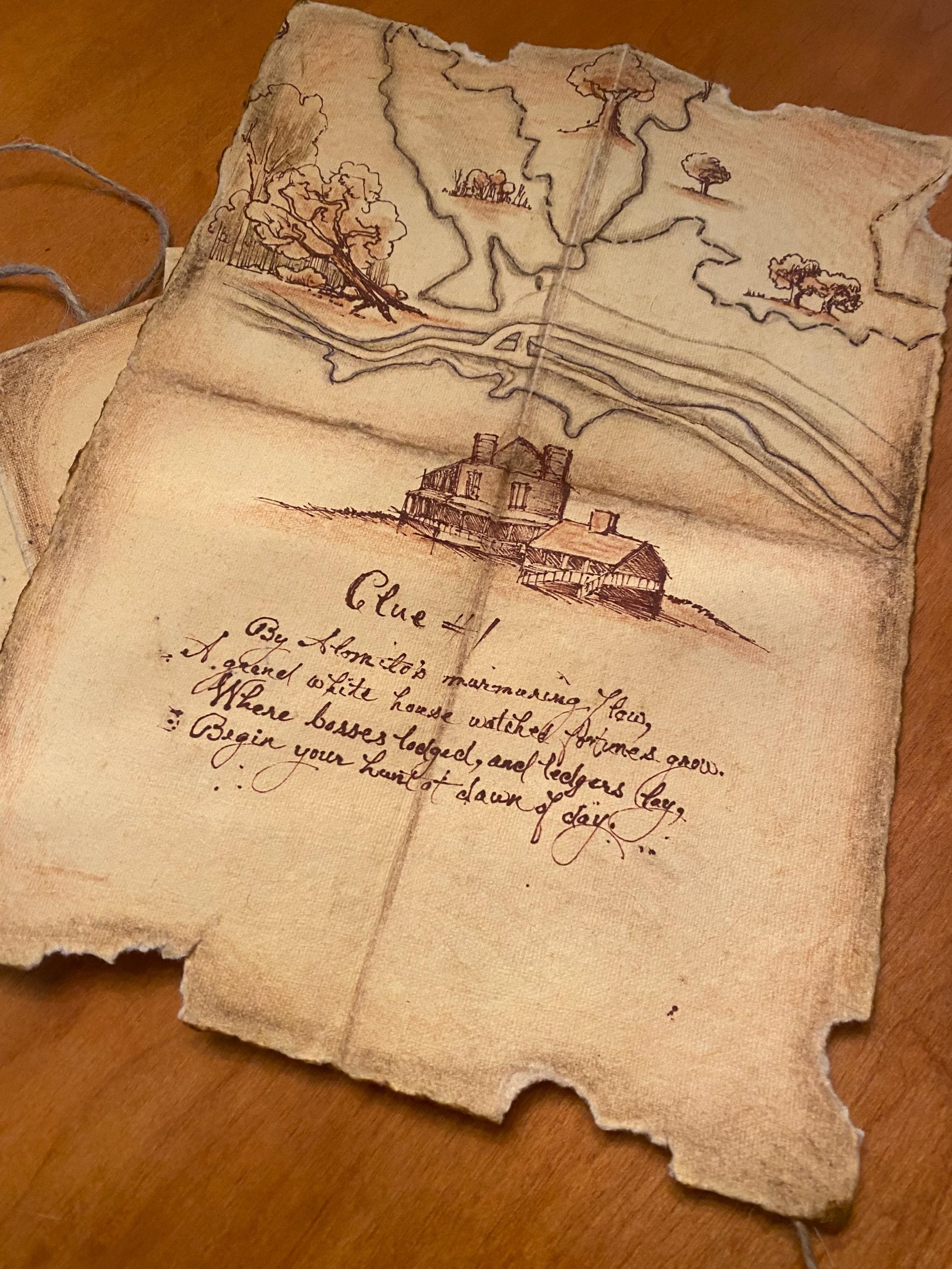 Custom Treasure Map Game, Handmade Paper, Old World Pirate Map