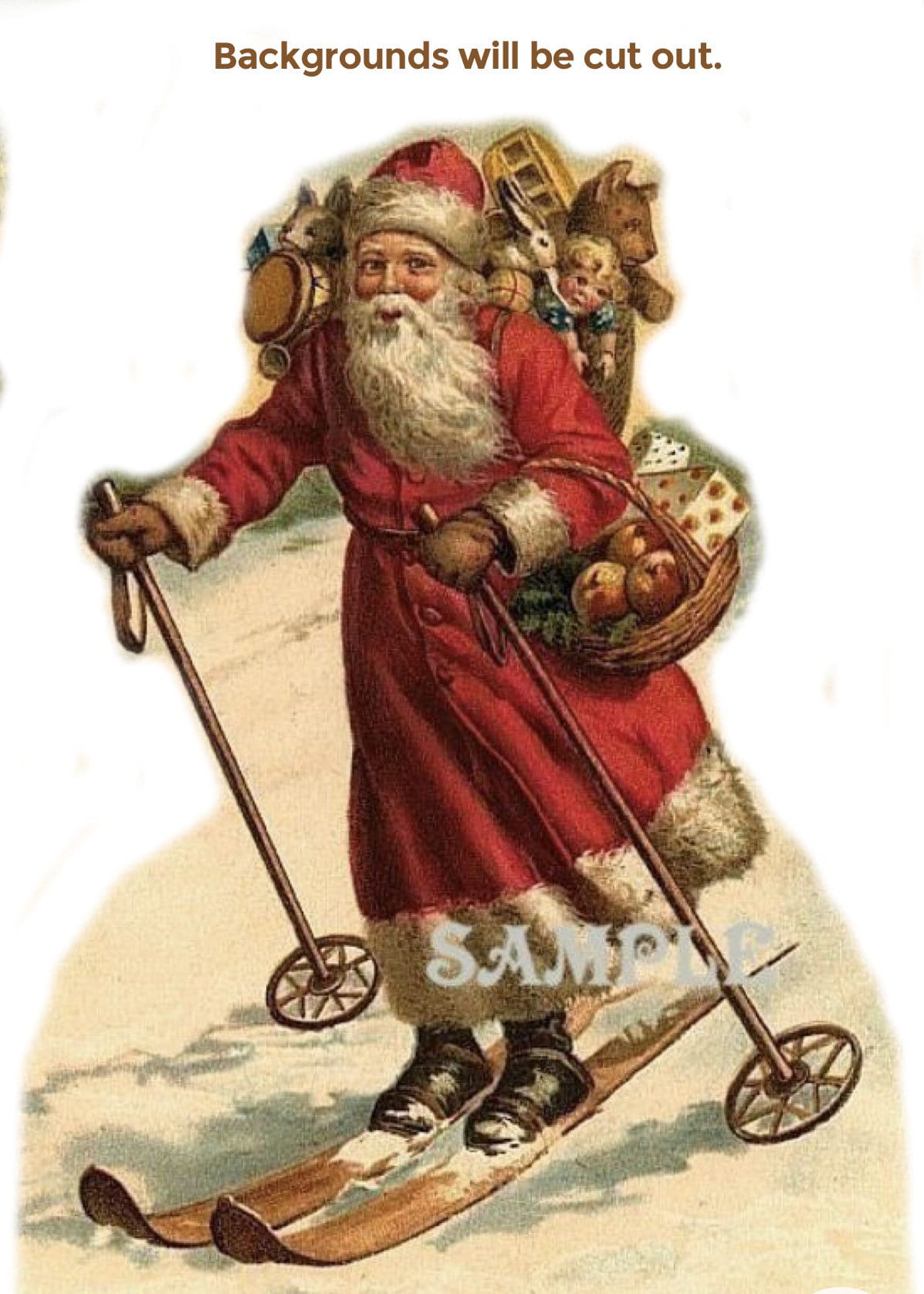 Custom Vintage Style Santa Claus, Saint Nick, Wooden Cutout Free Standing Decoration, Sign