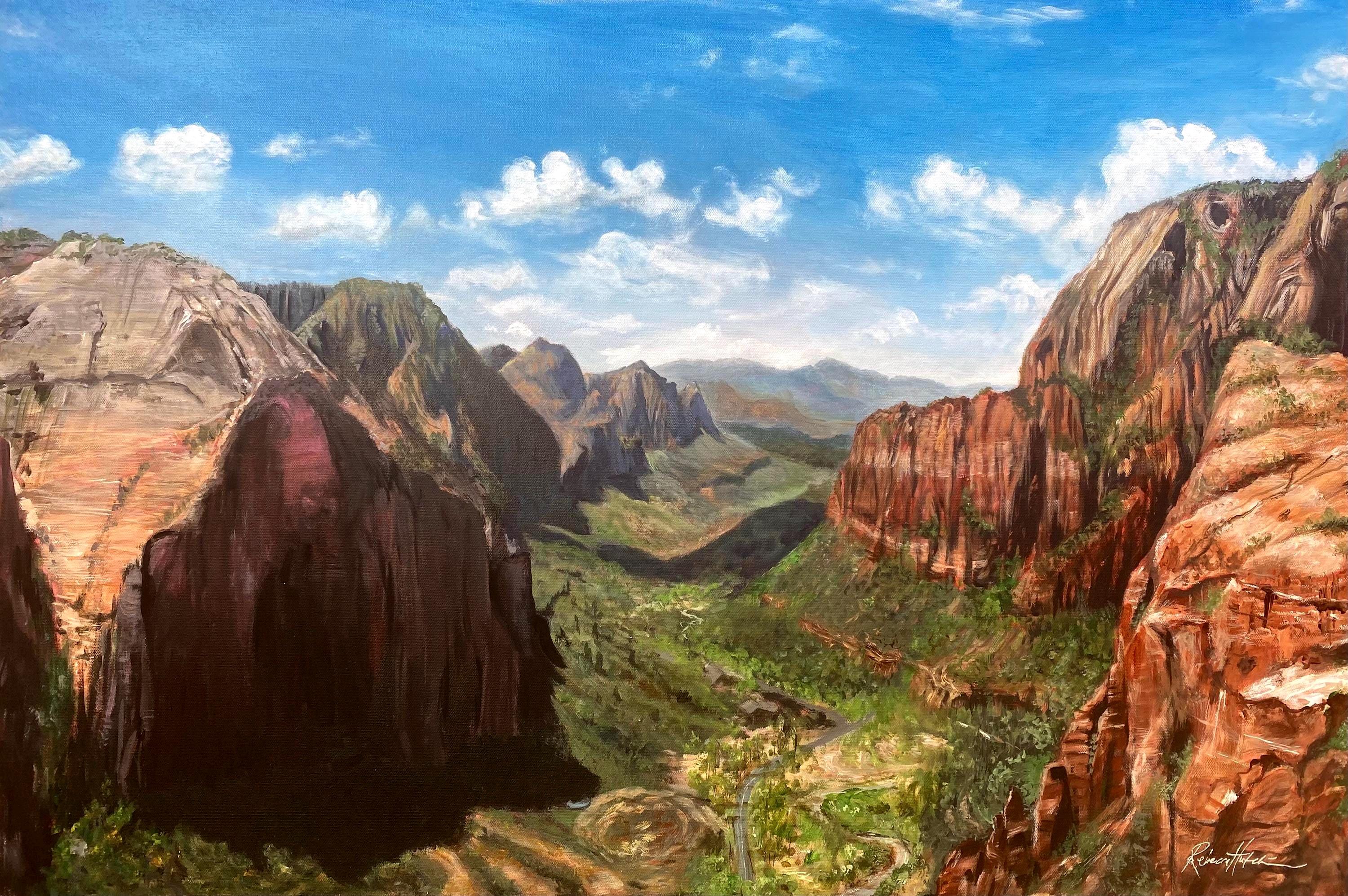Custom Zion National Park Painting: Original Mountain Landscape Art