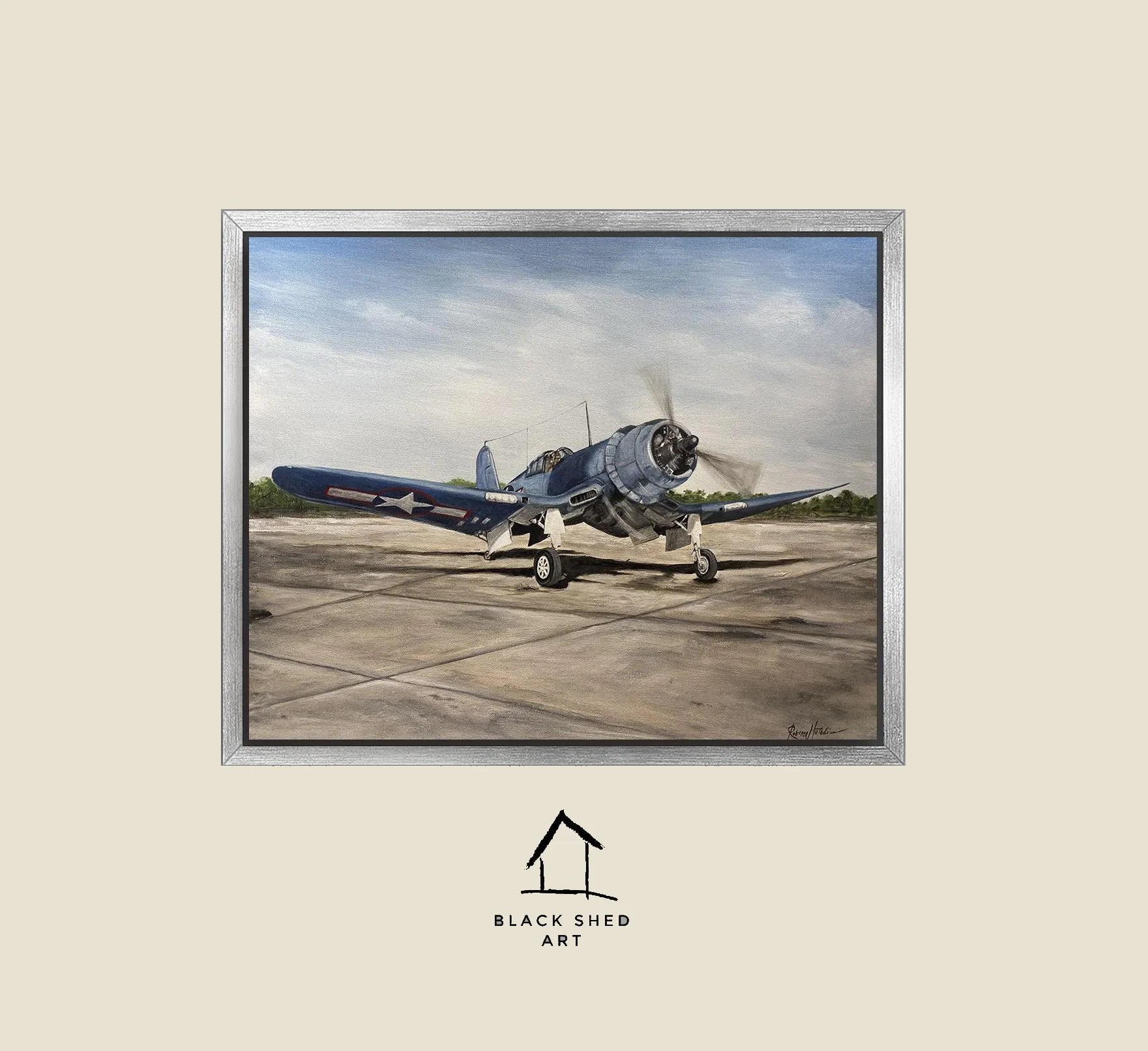 Framed F4U-1 Corsair Canvas Print, WWII Wall Art, Aviation