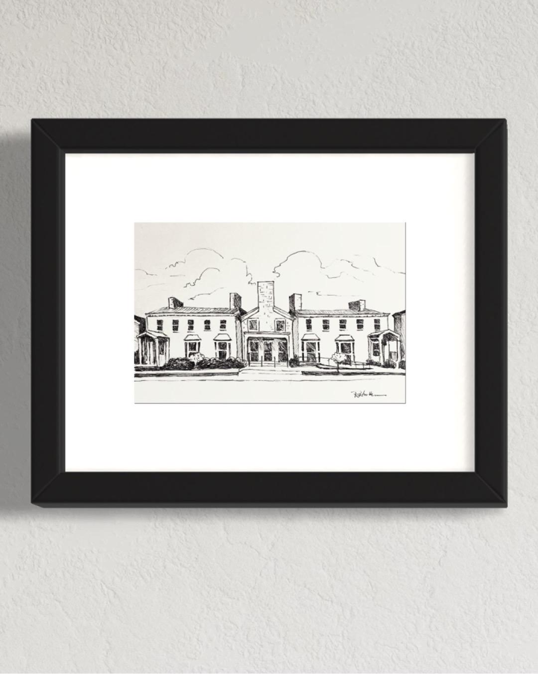 Hand-Drawn Home Portrait, Custom Pen and Ink Building Drawing