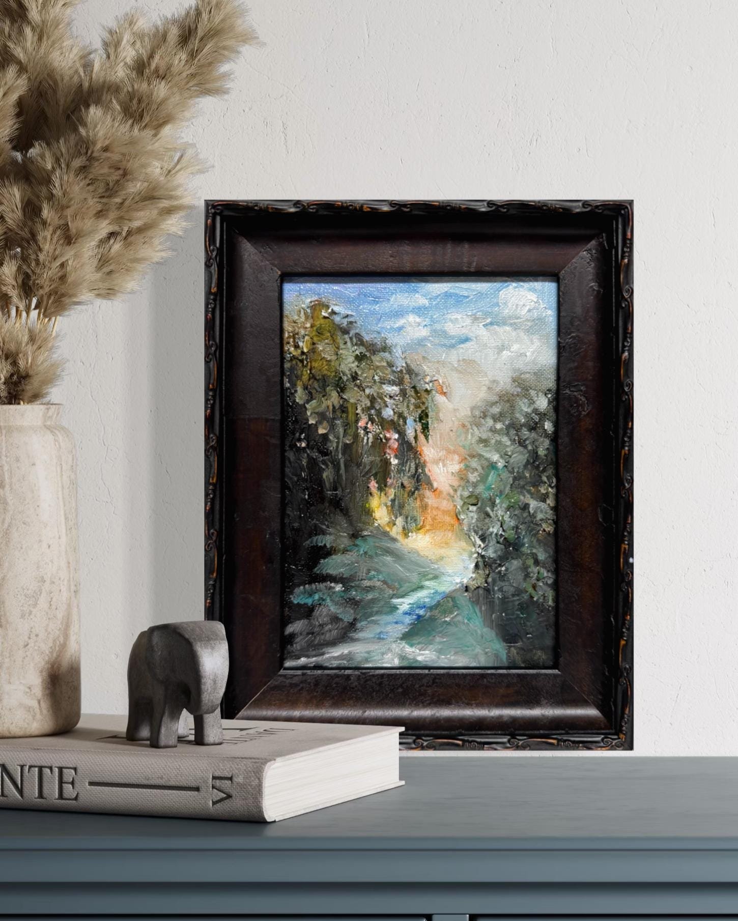 Impressionist Landscape Painting, Soft Muted Original Wall Art, Hand-Painted Art, Textured Impasto