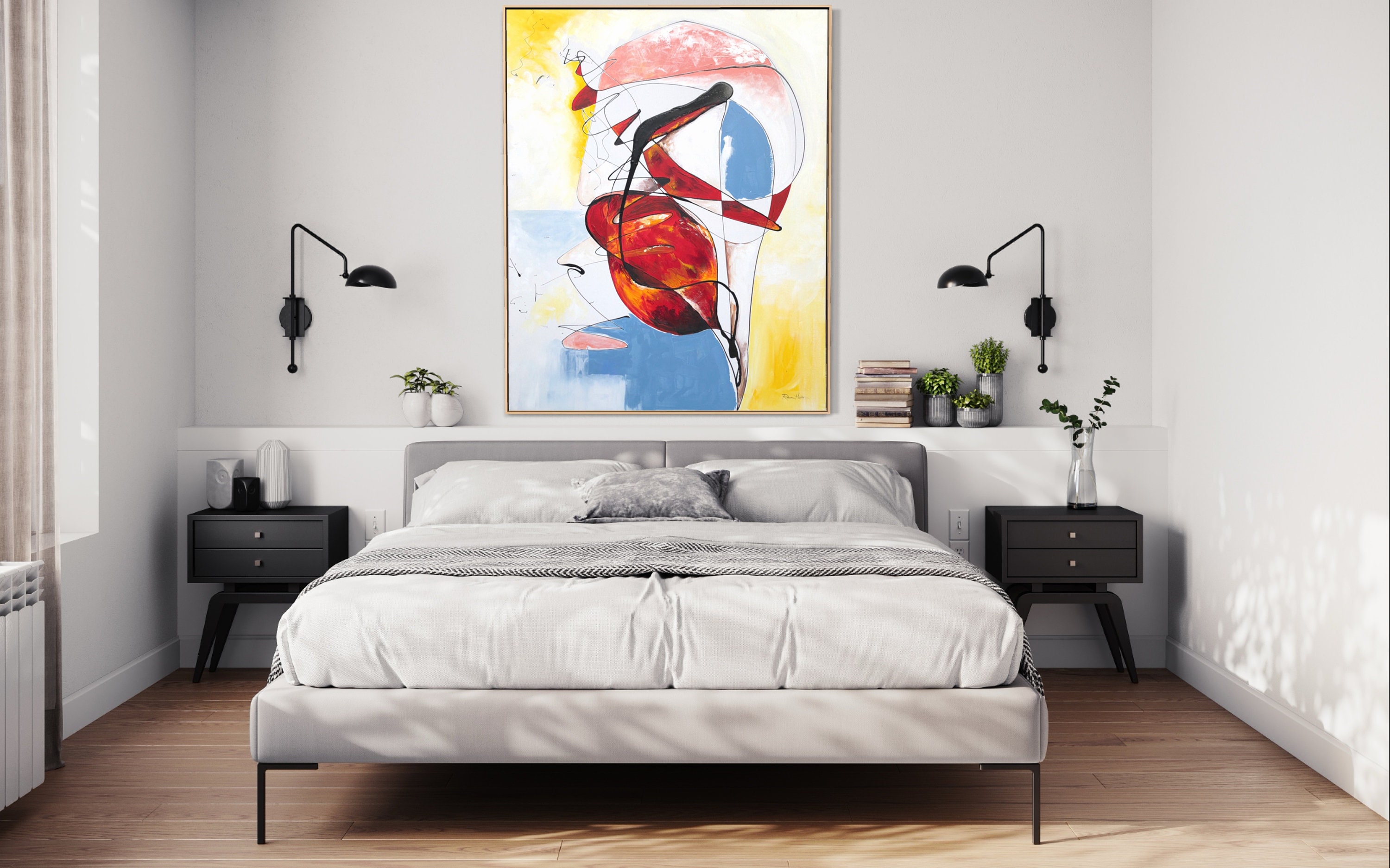 Oversized Abstract Canvas Painting 48x60, Modern Wall Art