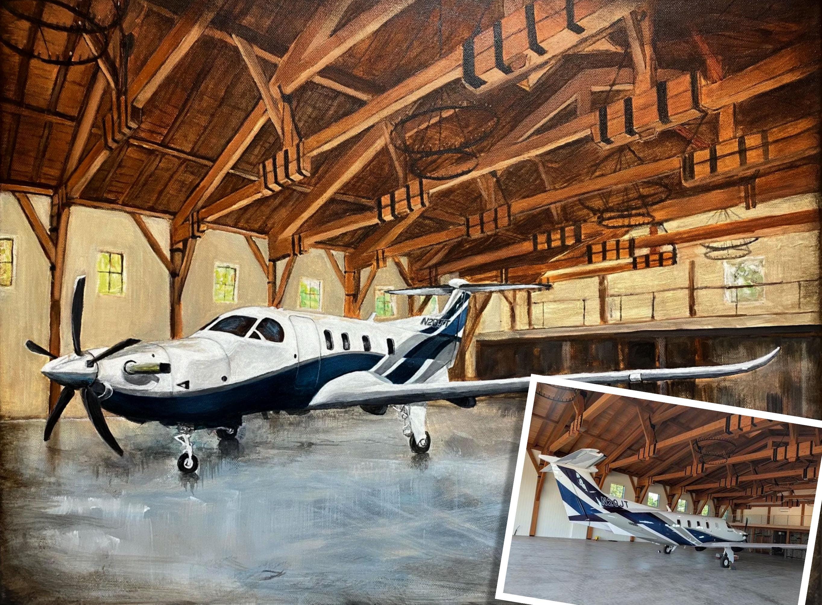 Pilatus-P12 Custom Airplane Painting from Photo: Acrylic or Oil, Private Jet Aircraft Painting