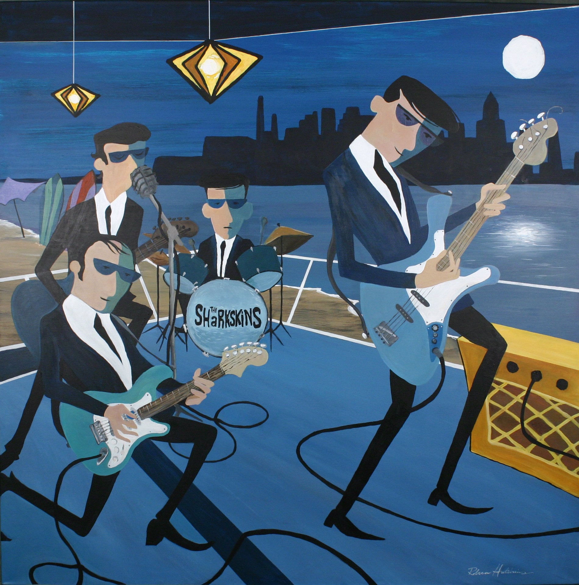 Retro Band Portrait Painting, Caricature Pop Art, 50s Style Personalized Commissioned Painting