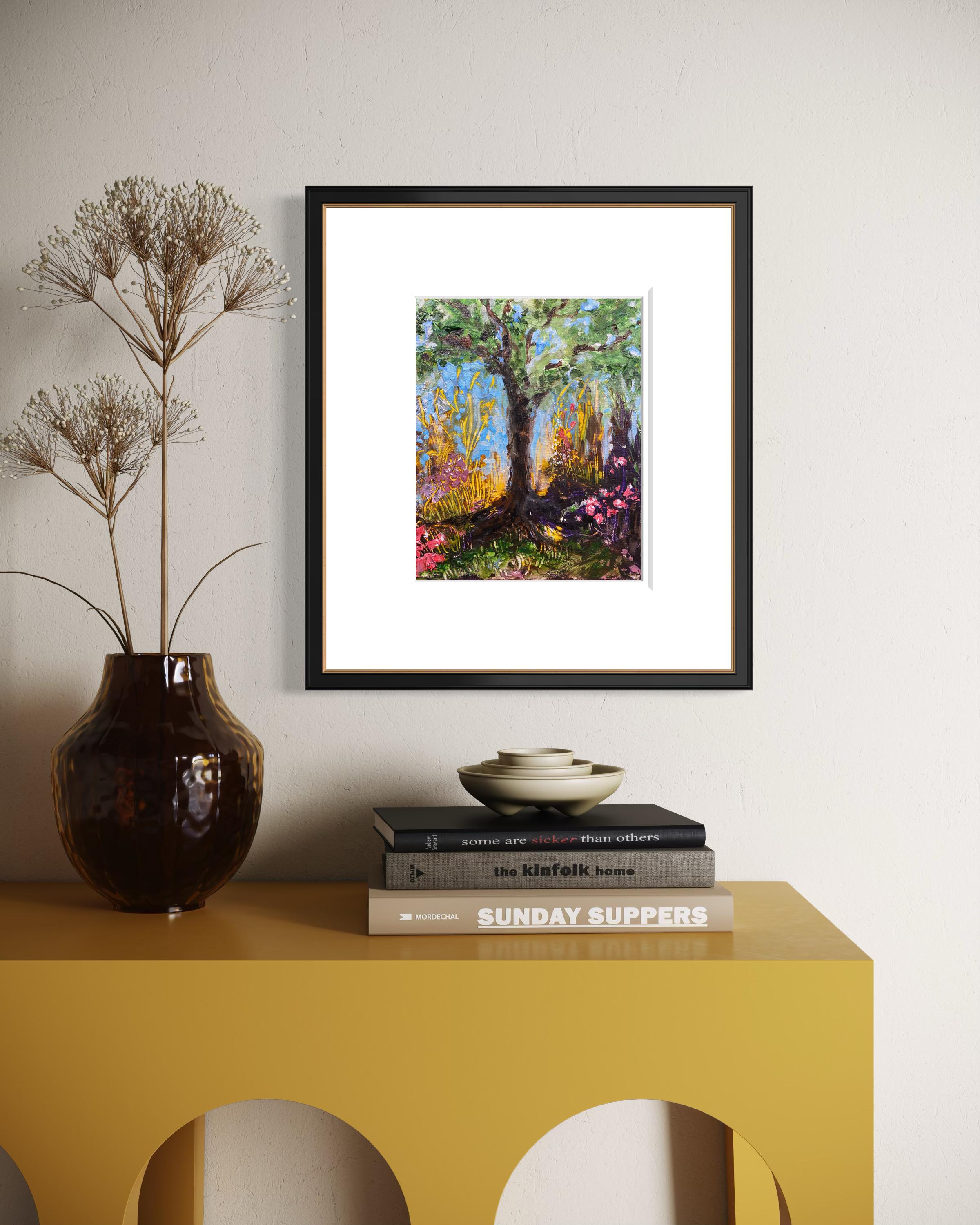 Small Abstract Tree Painting, Oil Painting, Canvas Panel Wall Art