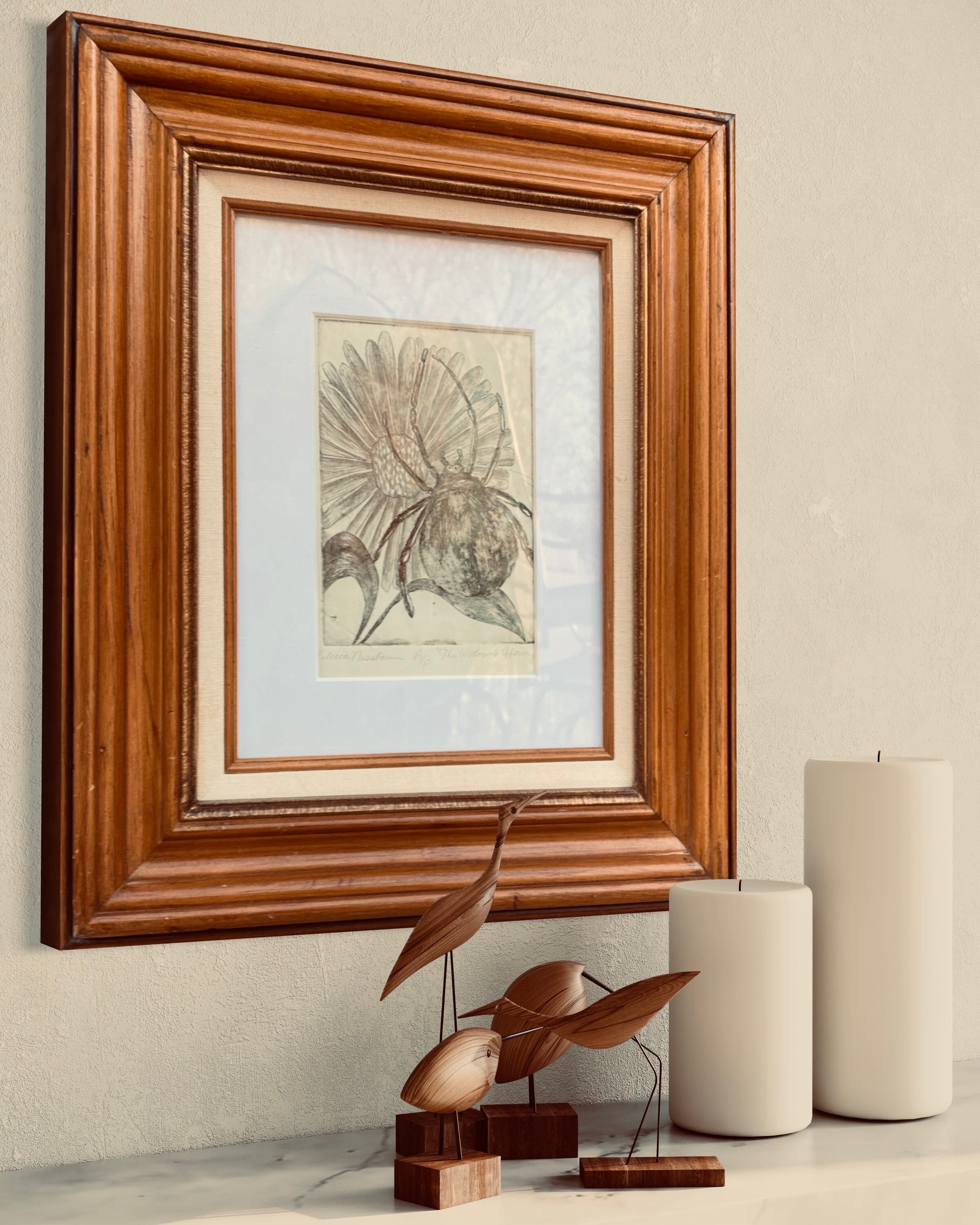 Vintage Acid Etched Spider Print - Framed Boho Farmhouse Decor