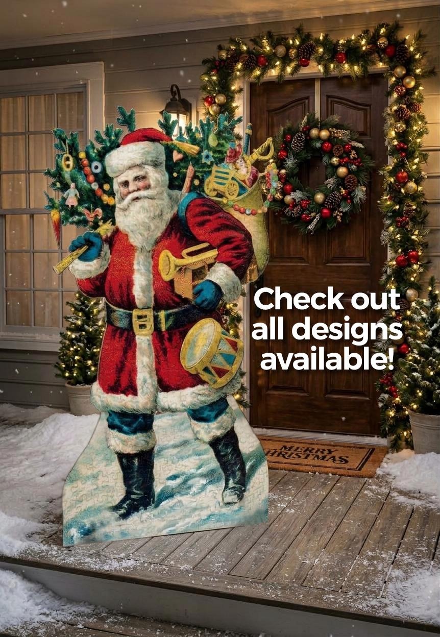 Hand- Painted Vintage Style Santa Claus, Saint Nick, Wooden Cutout Free Standing Decoration, Sign